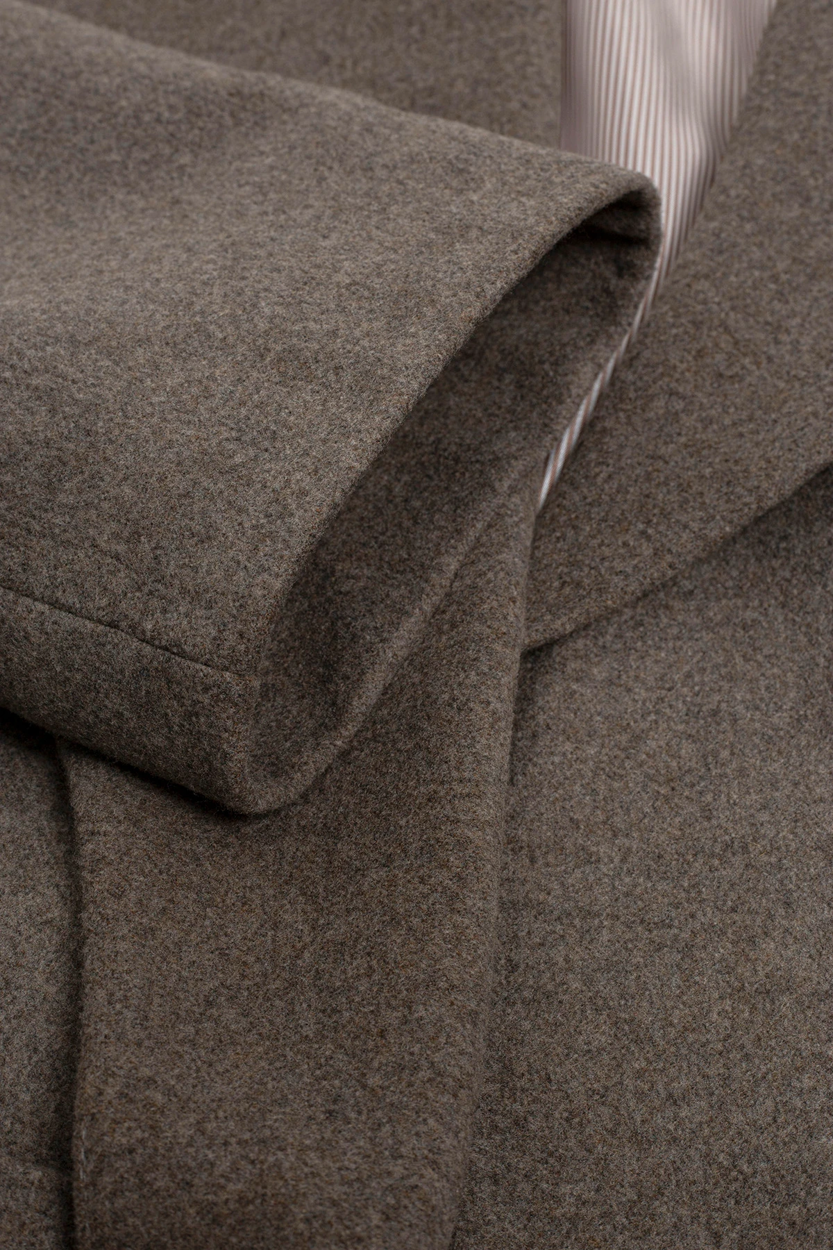 YÜN KARIŞIMLI OVERSIZE UZUN KABAN - VİZON