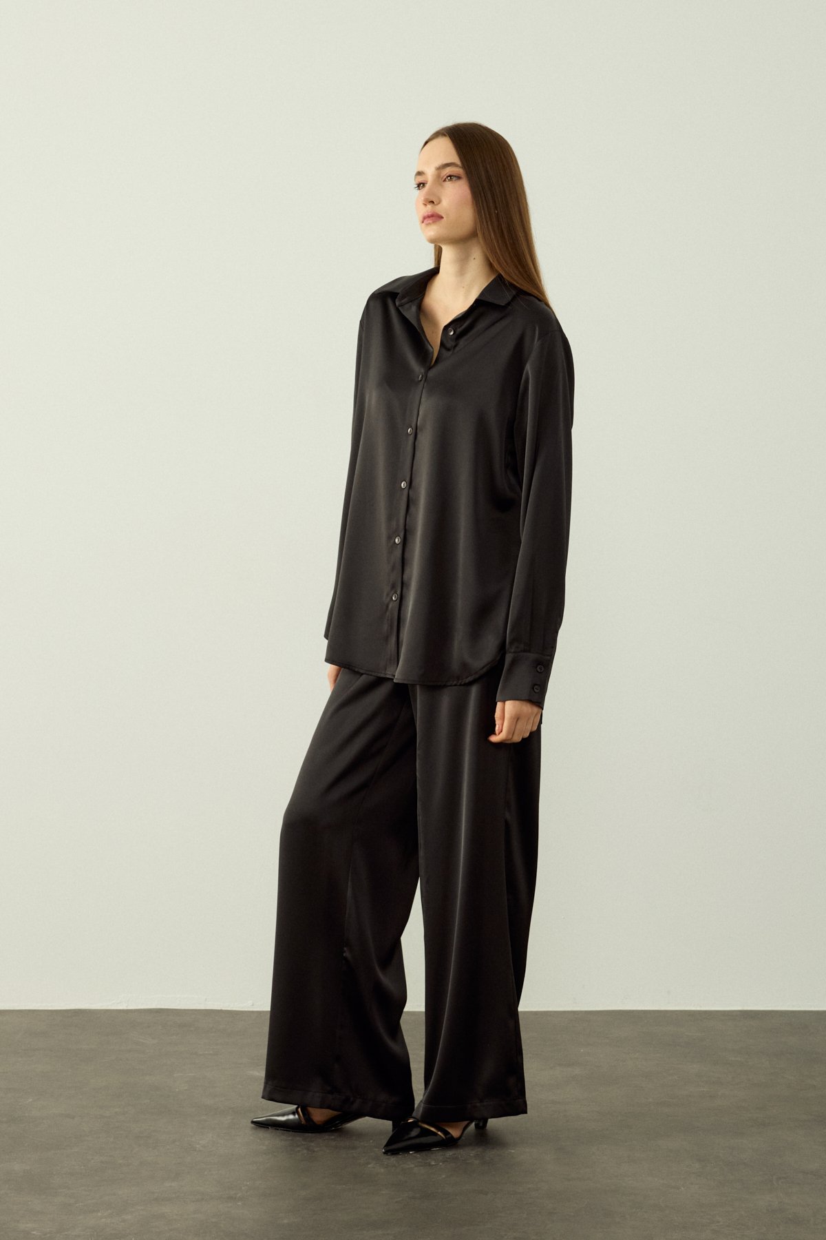 HANNAH SATEN PANTOLON - SİYAH