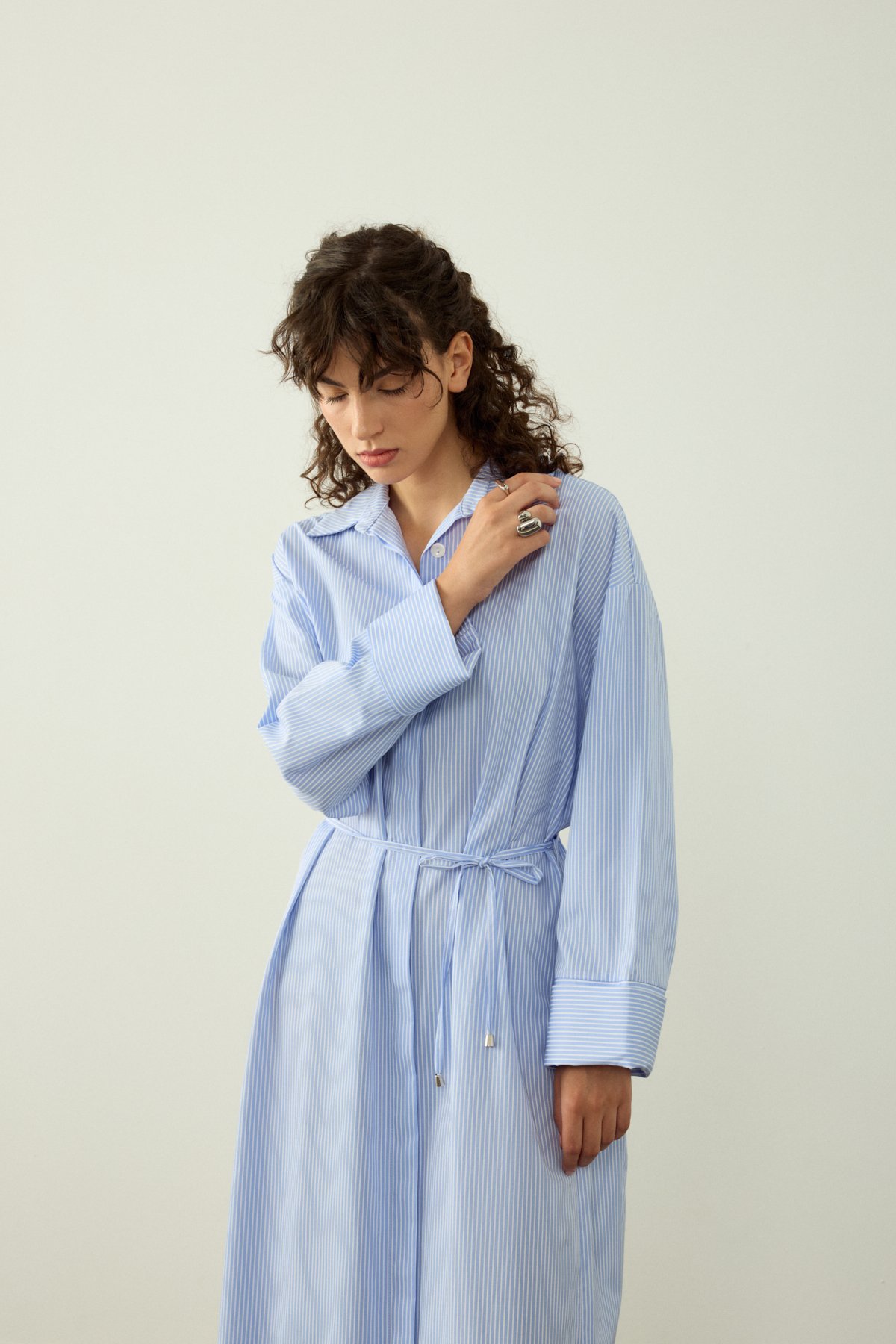 ÇİZGİLİ OVERSIZE POPLİN ELBİSE