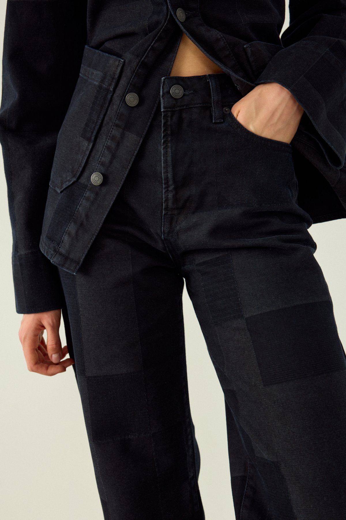 CORY PATCHWORK JEAN PANTOLON - SİYAH