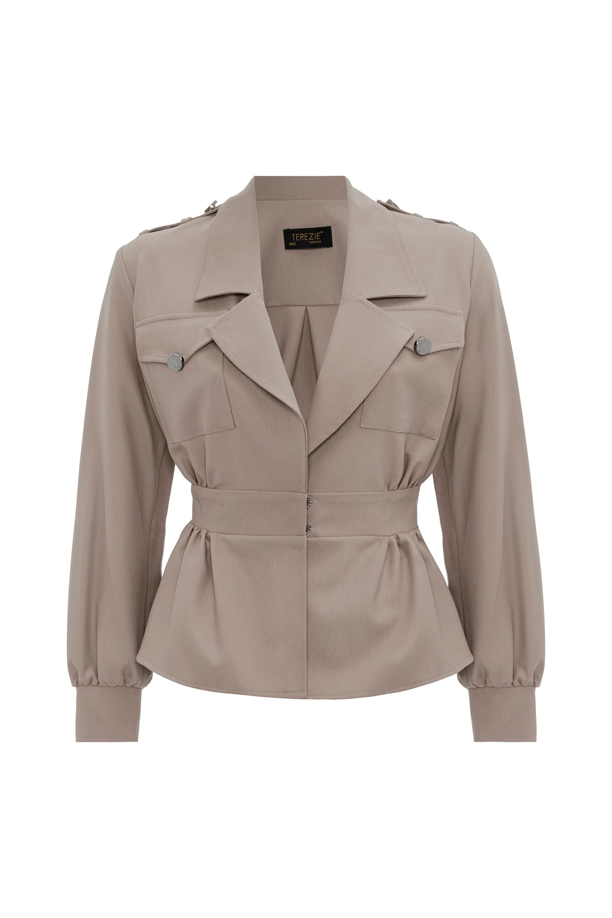 DÜĞME DETAYLI BLAZER CEKET - BEJ