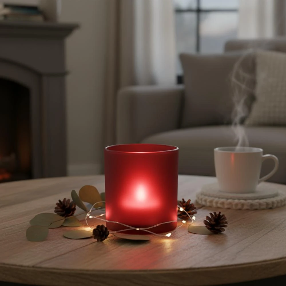 Buzlu Cam Mumluk - Kırmızı