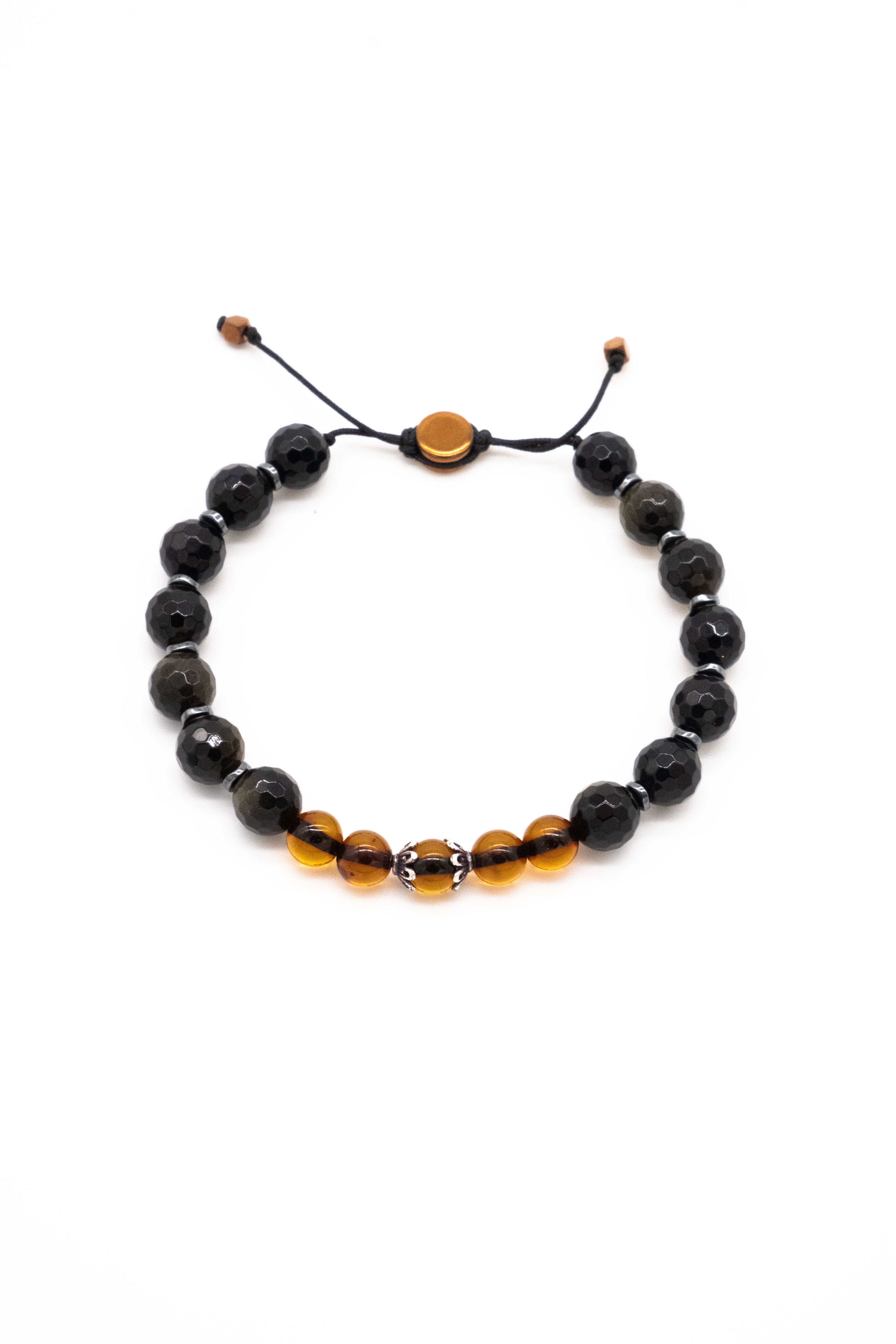 Gold Obsidyen & Litvanya Kehribarı Bileklik