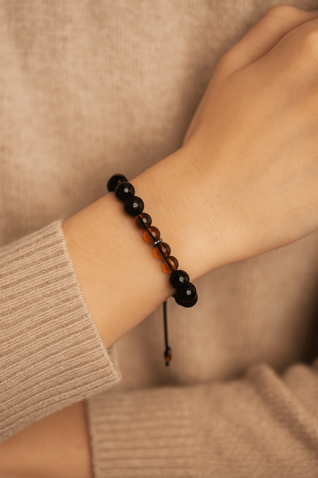 Gold Obsidyen & Litvanya Kehribarı Bileklik
