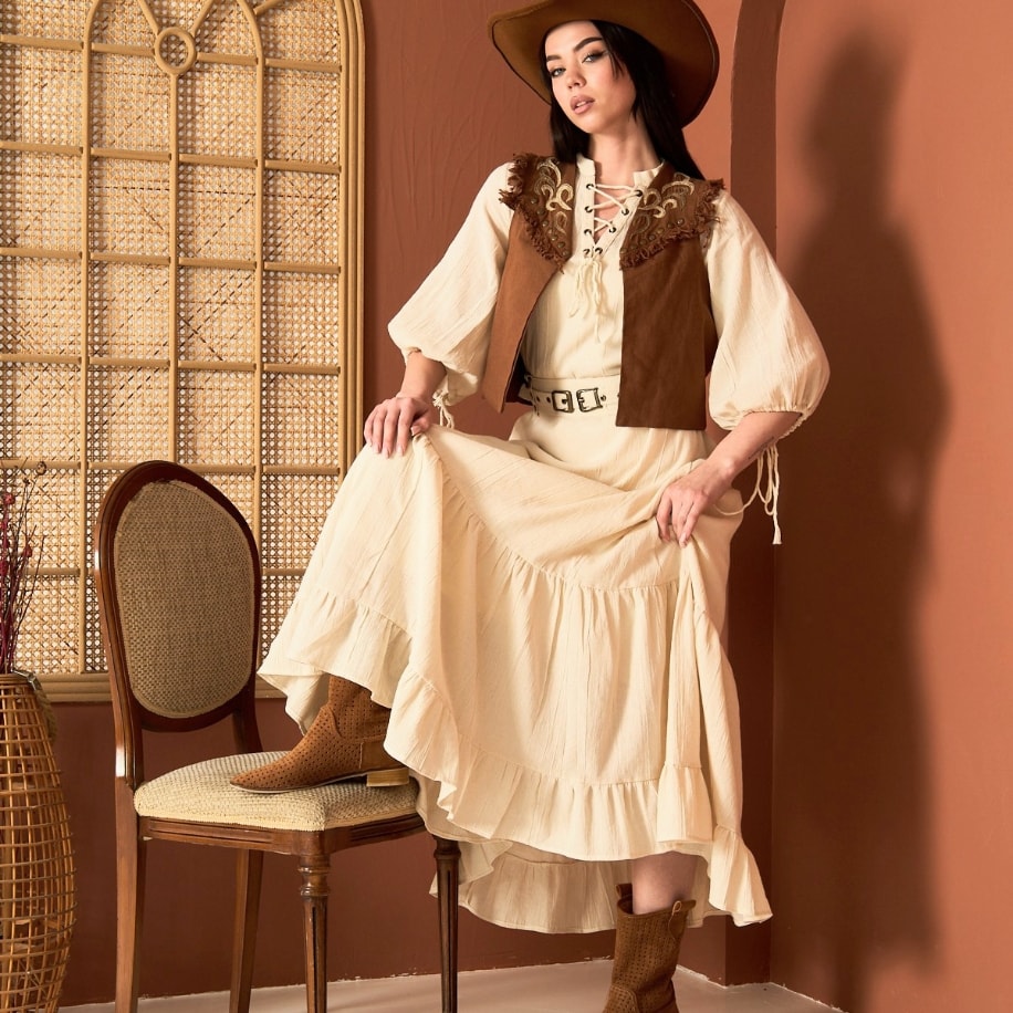 WESTGIRL YELEKLİ VE ASTARLI ELBİSE