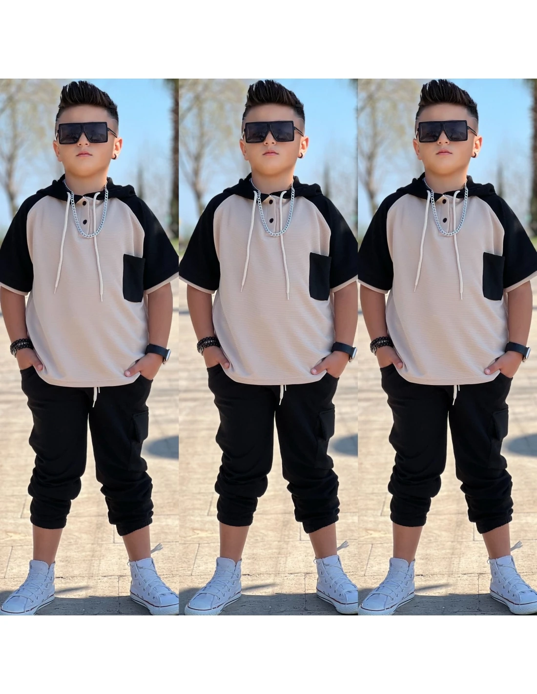 2'li Siyah Ottoman Kumaş Takım Erkek