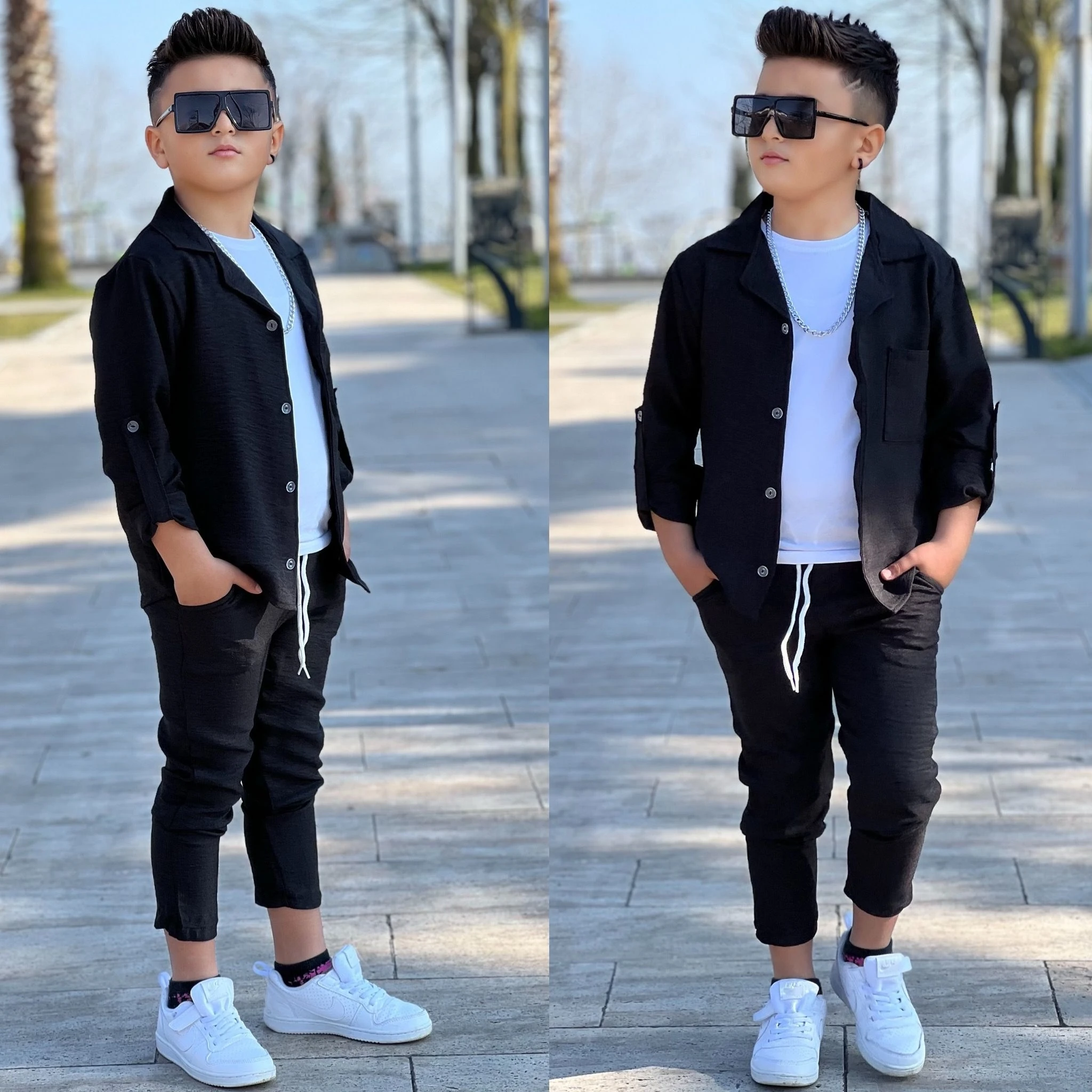 Sofy Keten 3'lü Siyah Takım Erkek