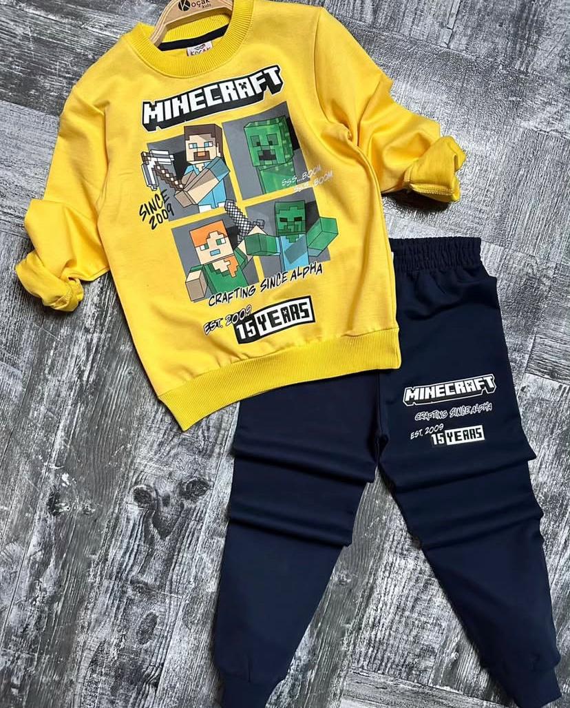 2’li Minecraft Baskılı Eşofmanlı Takım Erkek