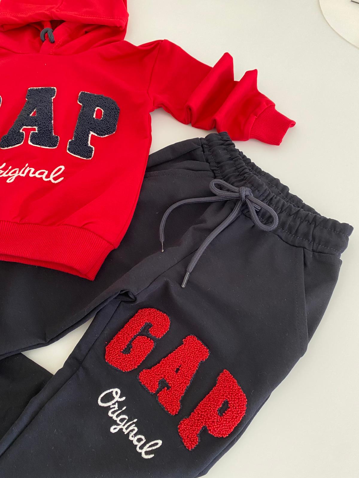 GP Kapüşonlu Kırmızı Üst Siyah Alt İkili Takım
