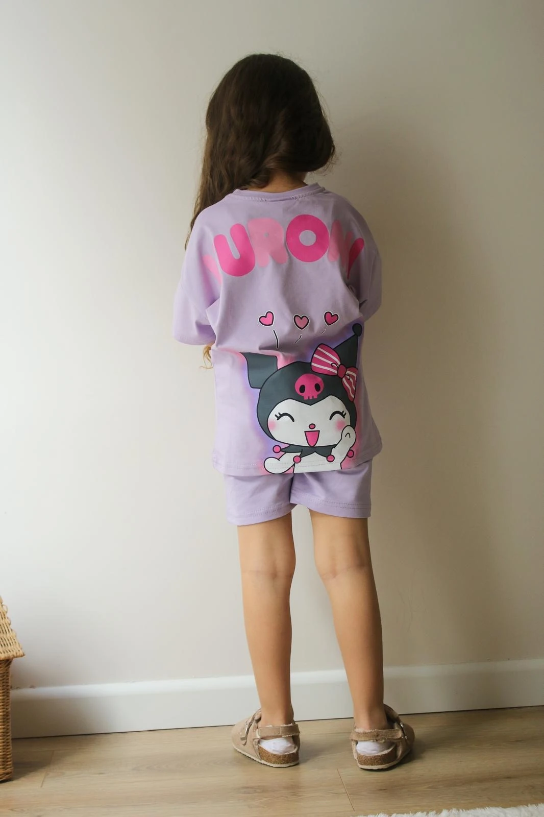 Yeni Sezon 2'li Kuromi Baskılı Mor Şortlu Takım Kız