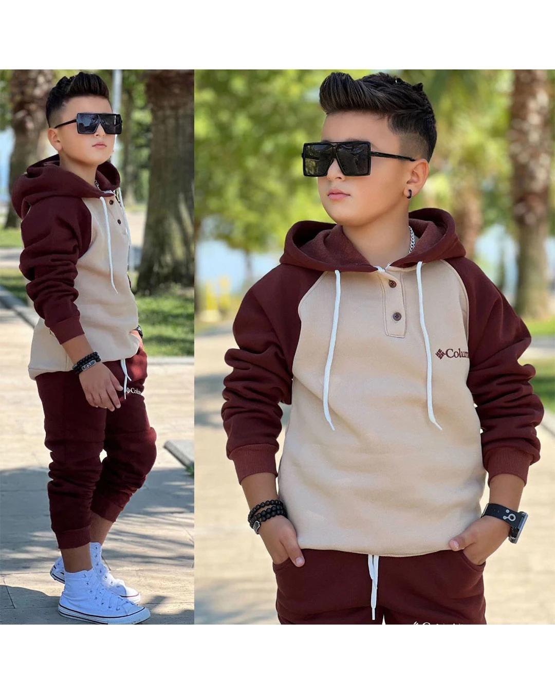  3 İplik Şardonlu Kapüşonlu Takım / Full Likralı Kumaş