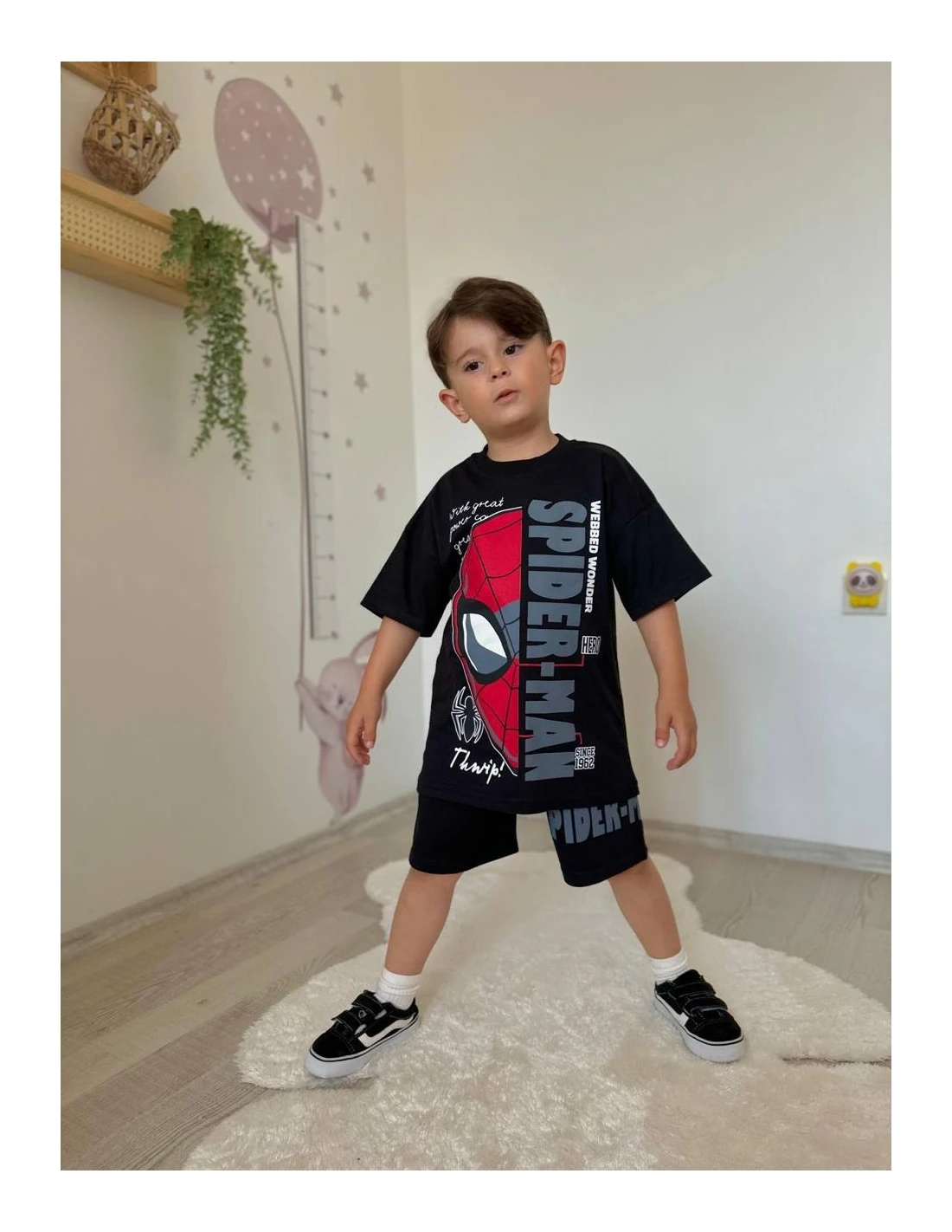 2'li Spiderman Baskılı Şortlu Takım Erkek