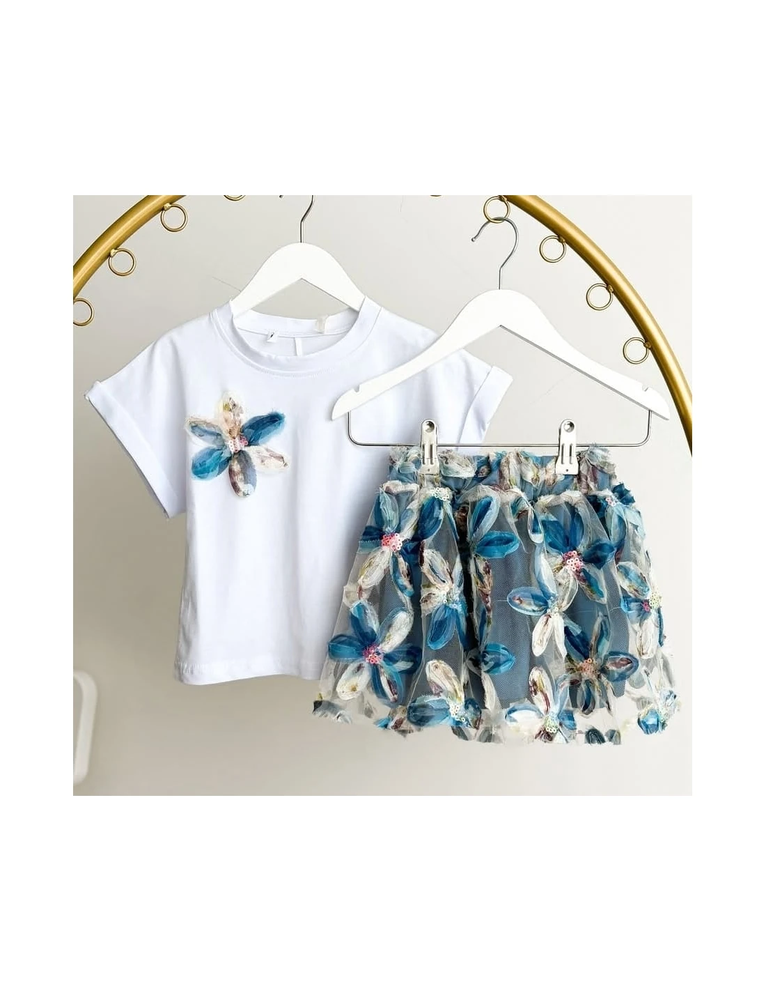 2'li Zambak Detaylı Takım Kız (Mavi)