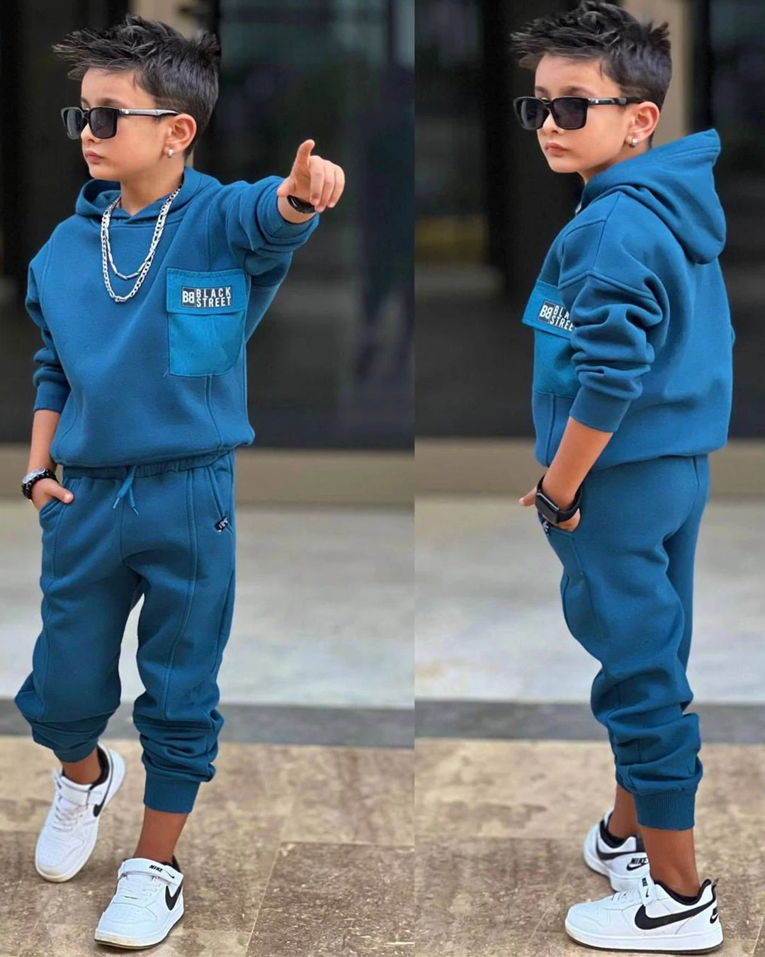 Black Street Kapüşonlu 2'li Takım/3 İplik Şardonlu