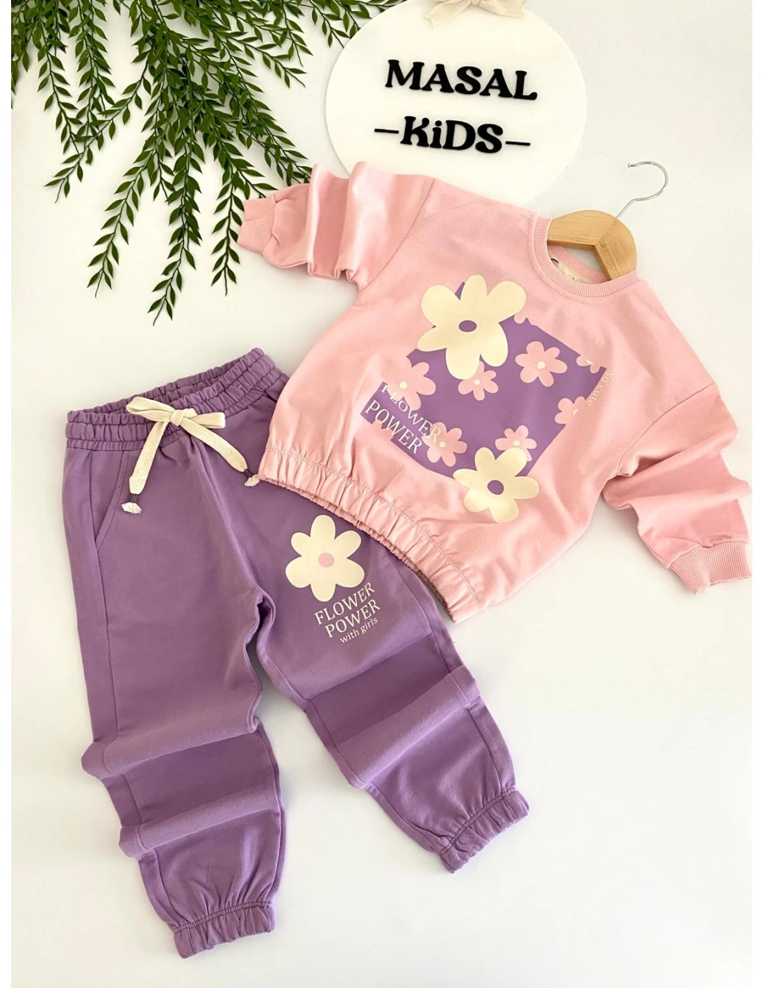 Papatya Desen Pembe-Mor İkili Kız Takım