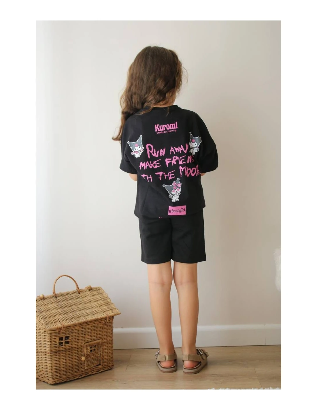 2'li Pembe Kuromi Baskılı Şortlu Takım Kız