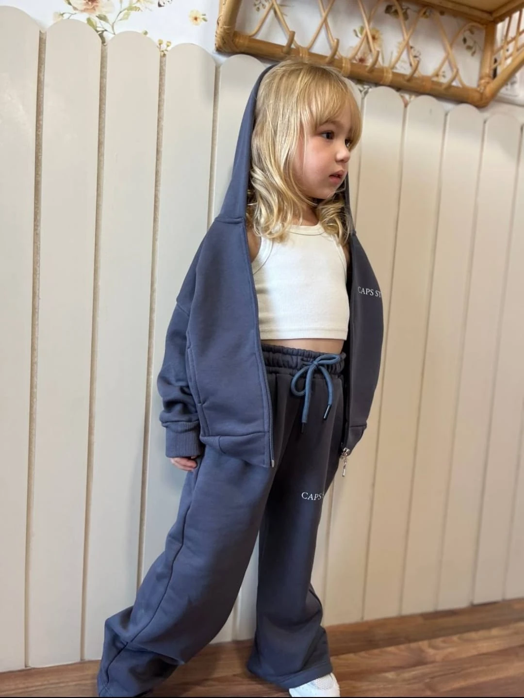 Unisex Koyu Gri Kapüşonlu Takım 