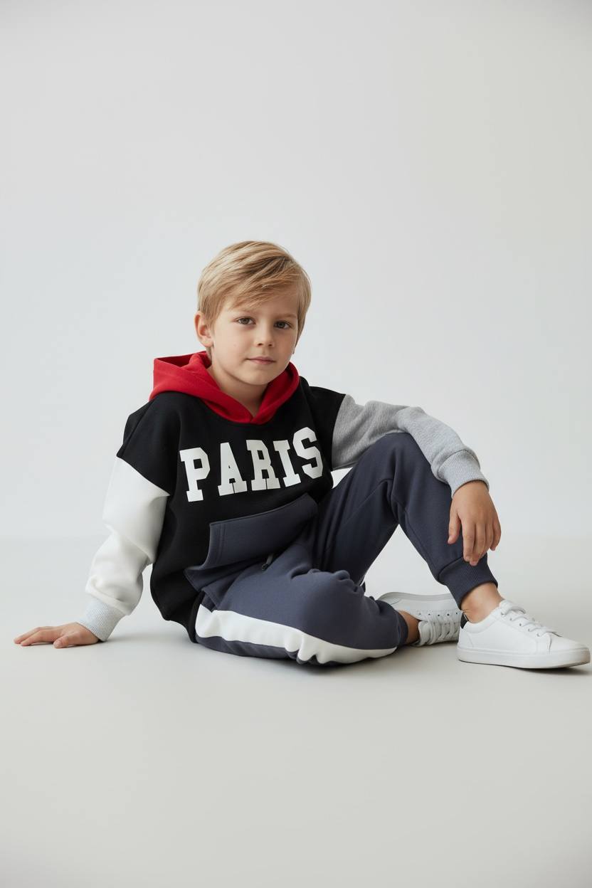 Paris Yeni Sezon 3 İplik Kapüşonlu İkili Takım