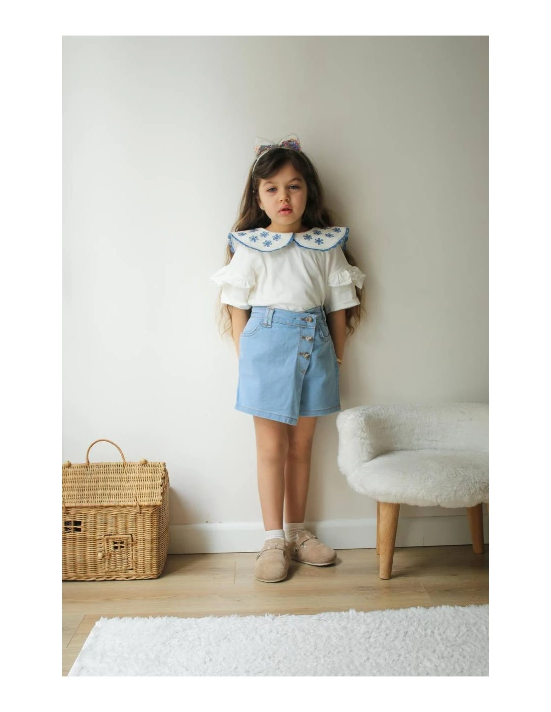 Yeni Sezon 2'li Jean Şort Etekli Takım Kız