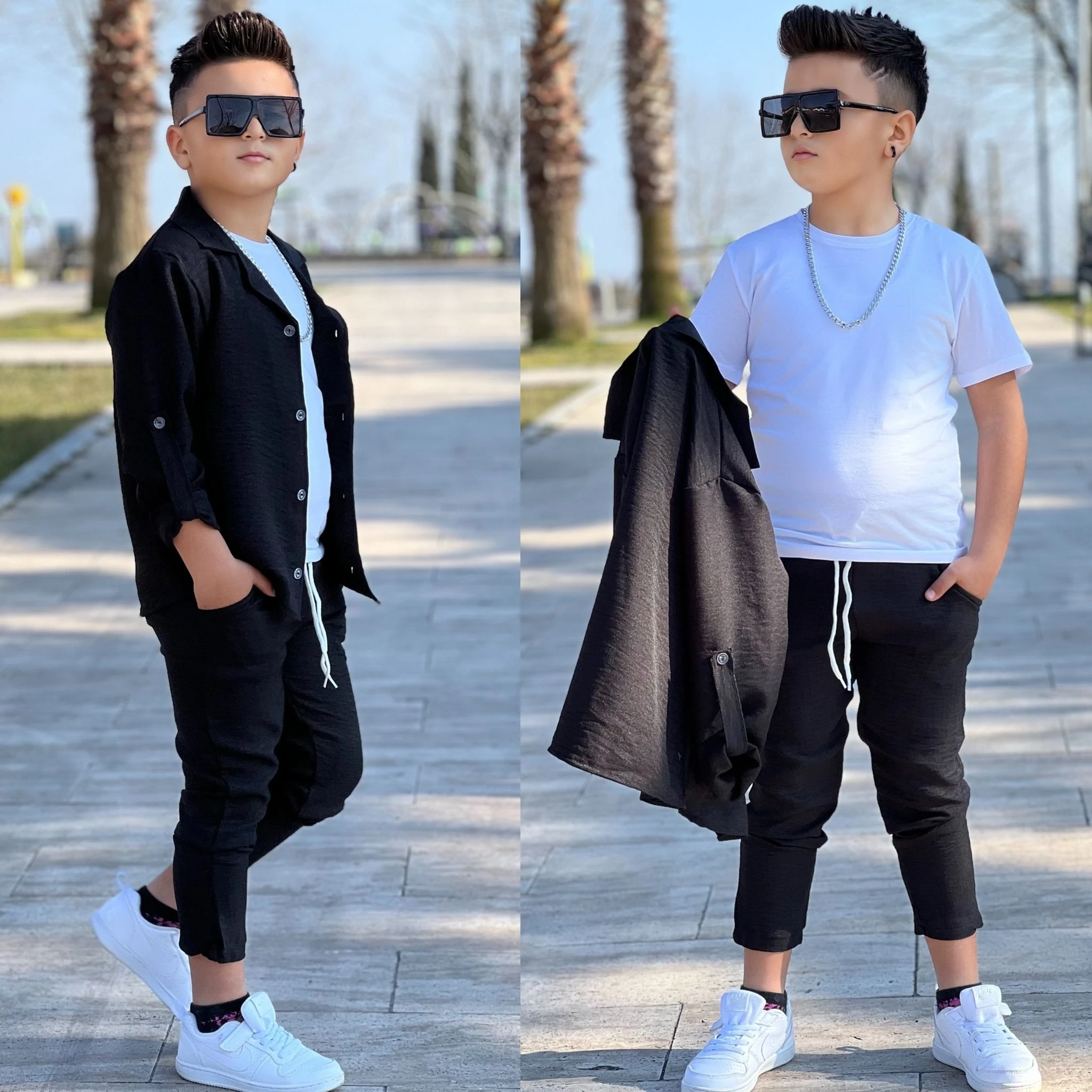 Sofy Keten 3'lü Siyah Takım Erkek