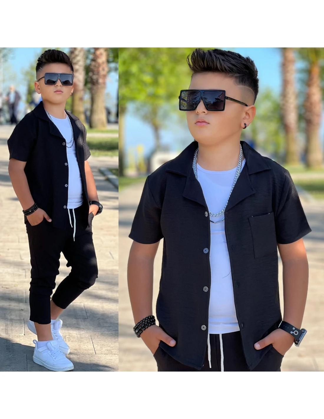 Sofy Keten 3'lü Siyah Takım Erkek