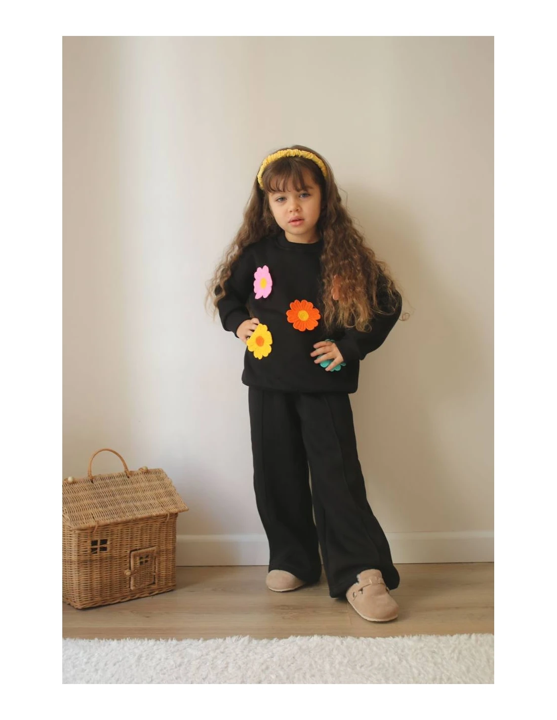 3 İp Şardonlu 2'li Örgü Çiçekli Takım Kız