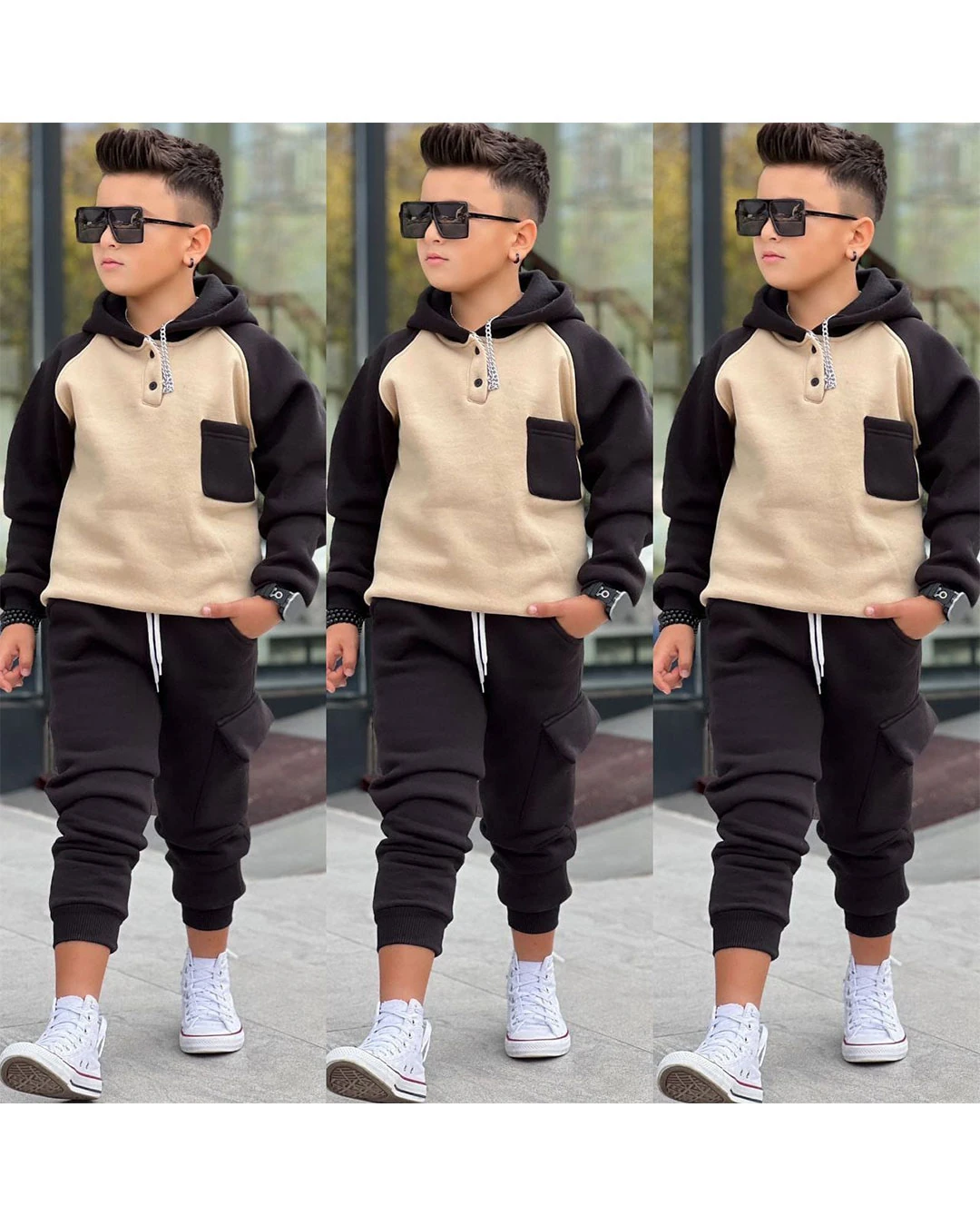  3 İplik Şardonlu Kapüşonlu Takım / Full Likralı Kumaş