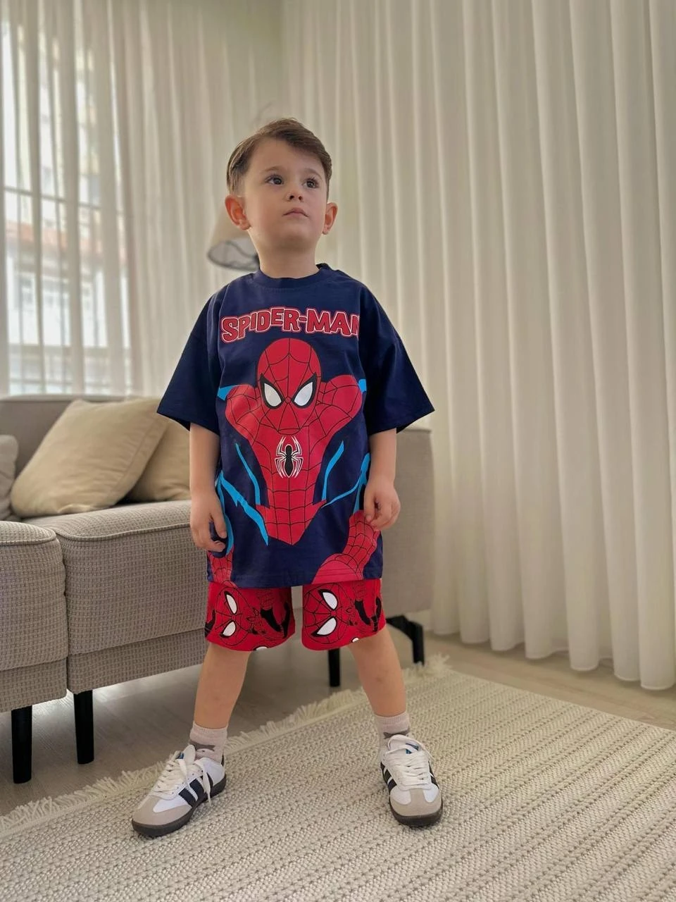 2'li Lacivert Spiderman Şortlu Takım Erkek