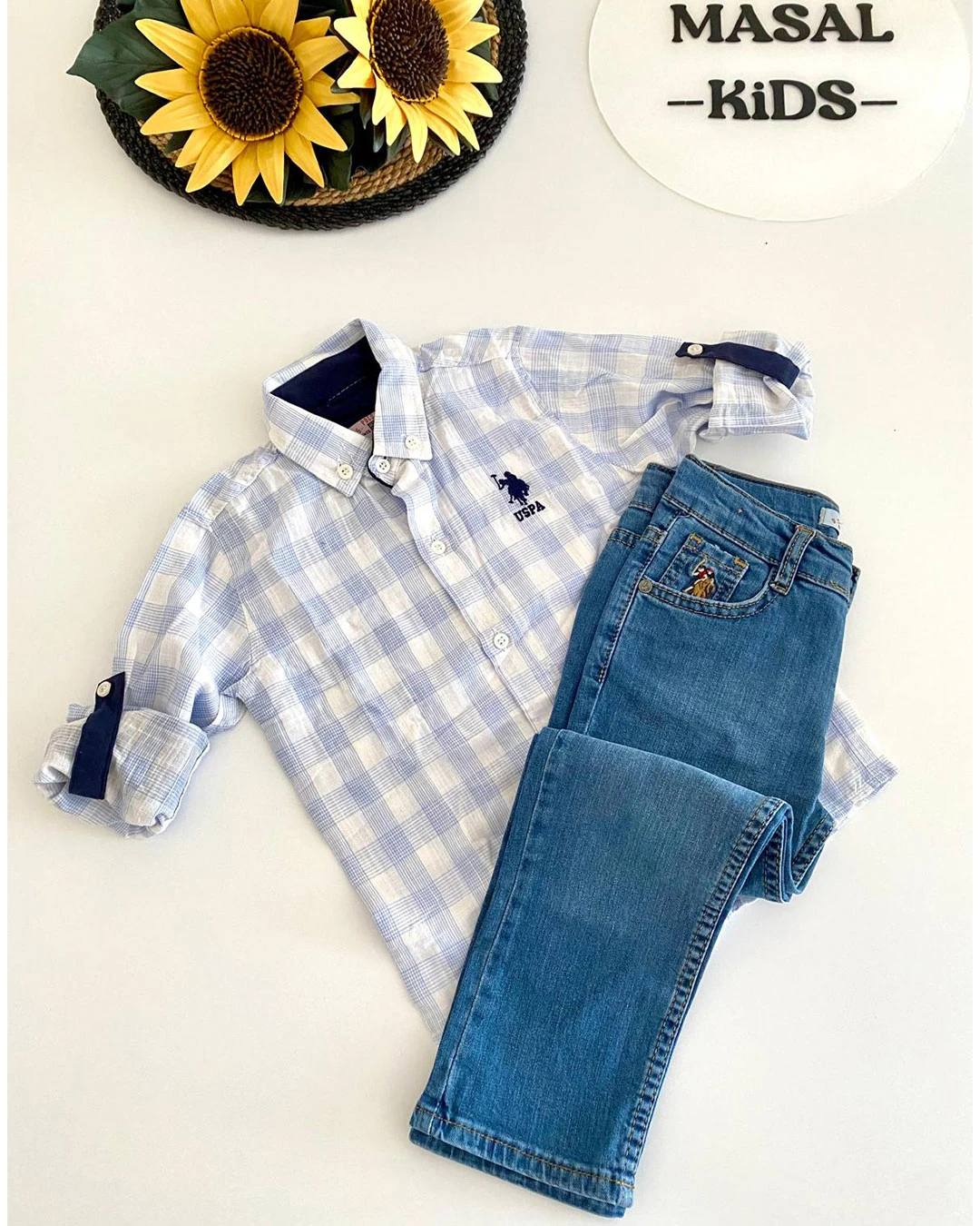 İkili Kot Pantolon ve Gömlek Erkek Takım