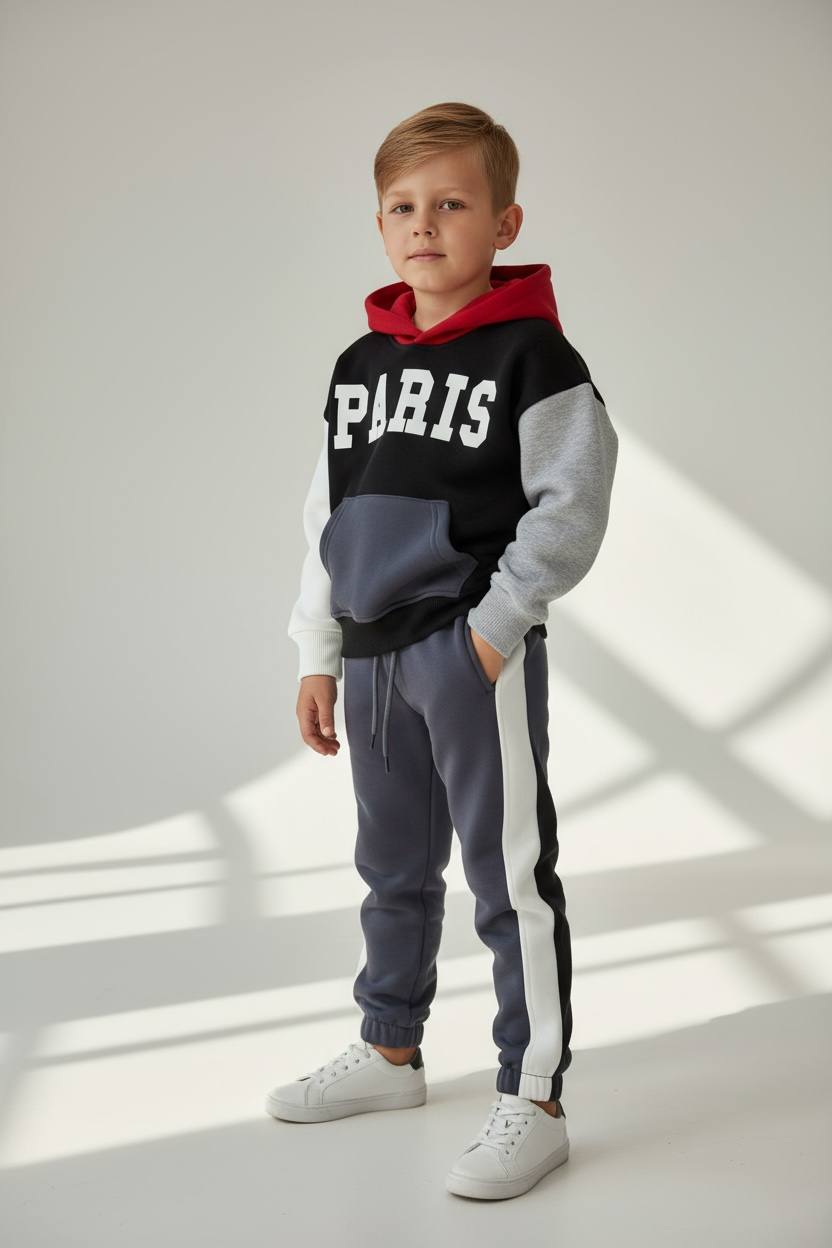 Paris Yeni Sezon 3 İplik Kapüşonlu İkili Takım
