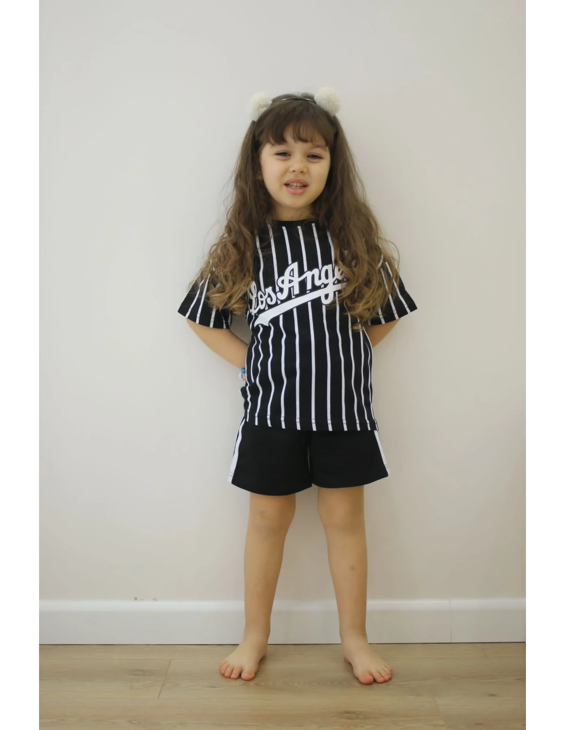 Unisex 2'li Los Angeles Şortlu Takım (Siyah)