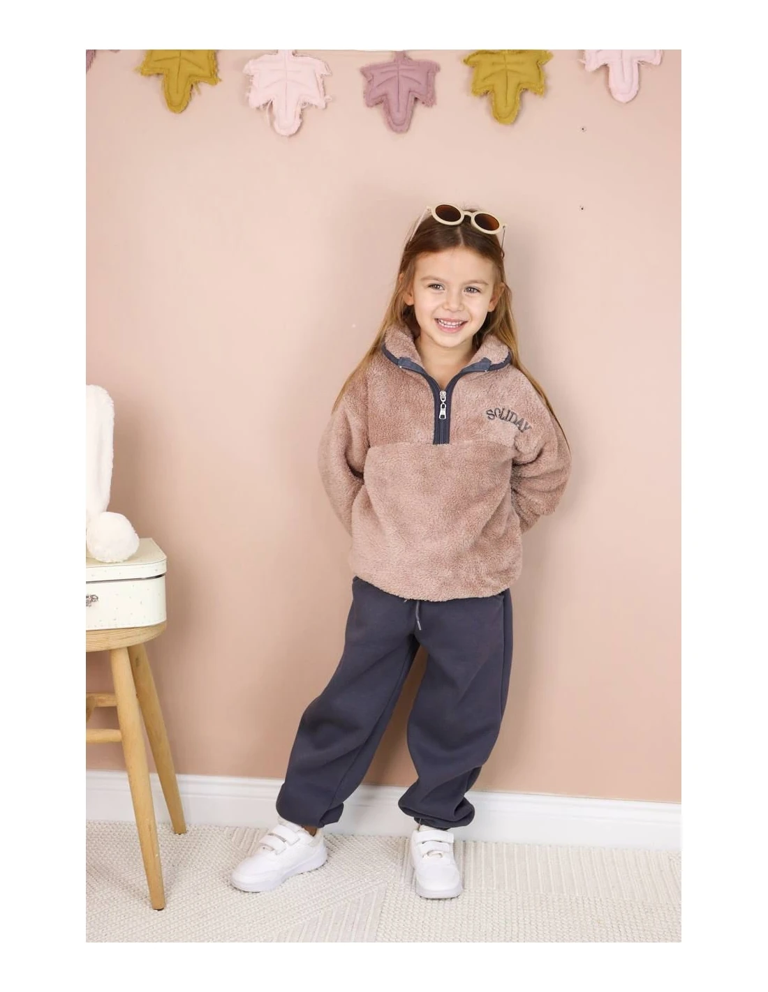 Unisex 2'li Peluş Şortlu Takım (Kahverengi)