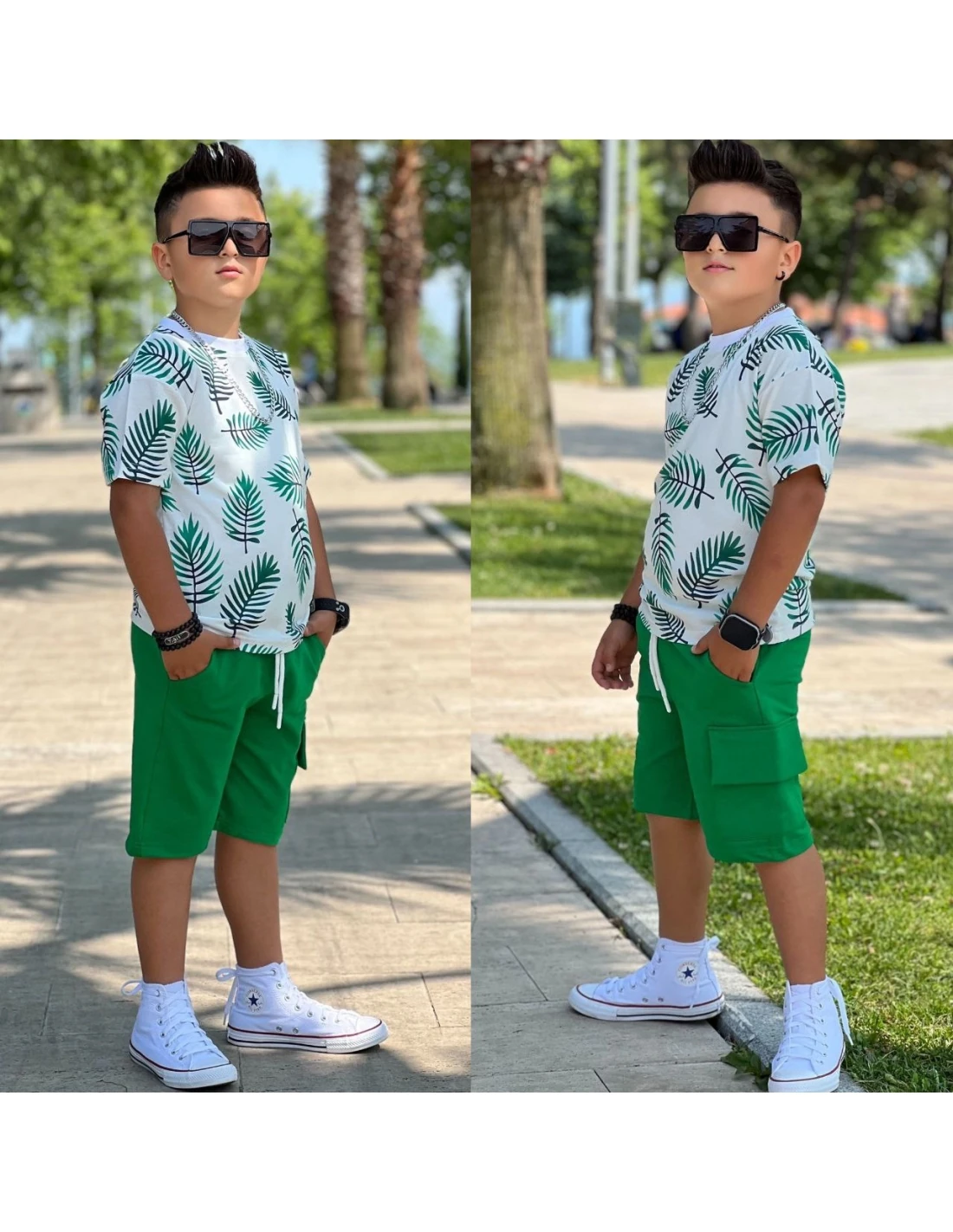 Yeni Sezon 2'li Yeşil Şortlu Takım Erkek