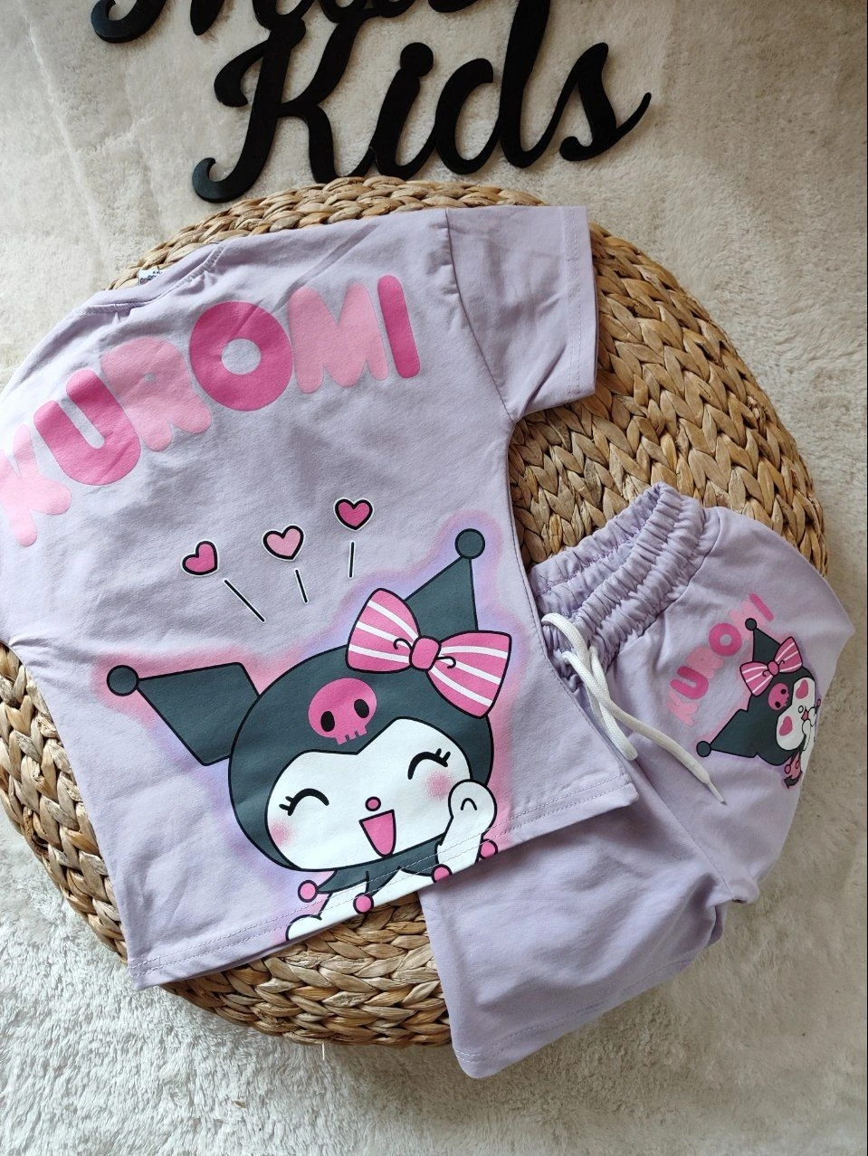 Yeni Sezon 2'li Kuromi Baskılı Mor Şortlu Takım Kız