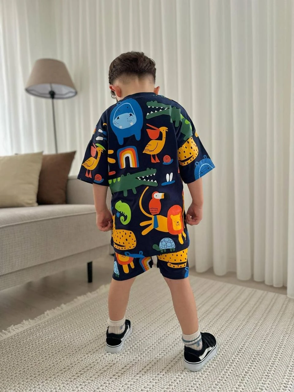 2'li Şortlu Animal Baskılı Takım Erkek