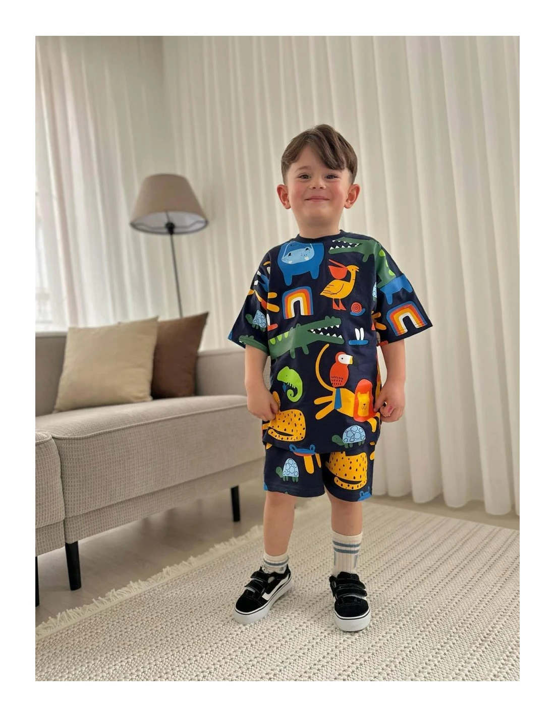 2'li Şortlu Animal Baskılı Takım Erkek