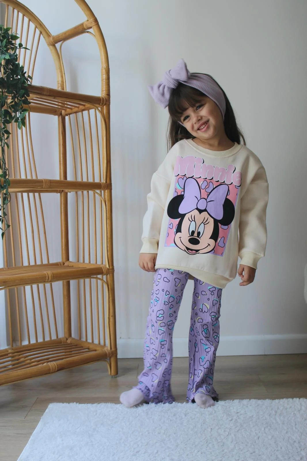 Yeni Sezon 3 İp Şardonlu 2'li Mickey Mouse Baskılı Takım Kız