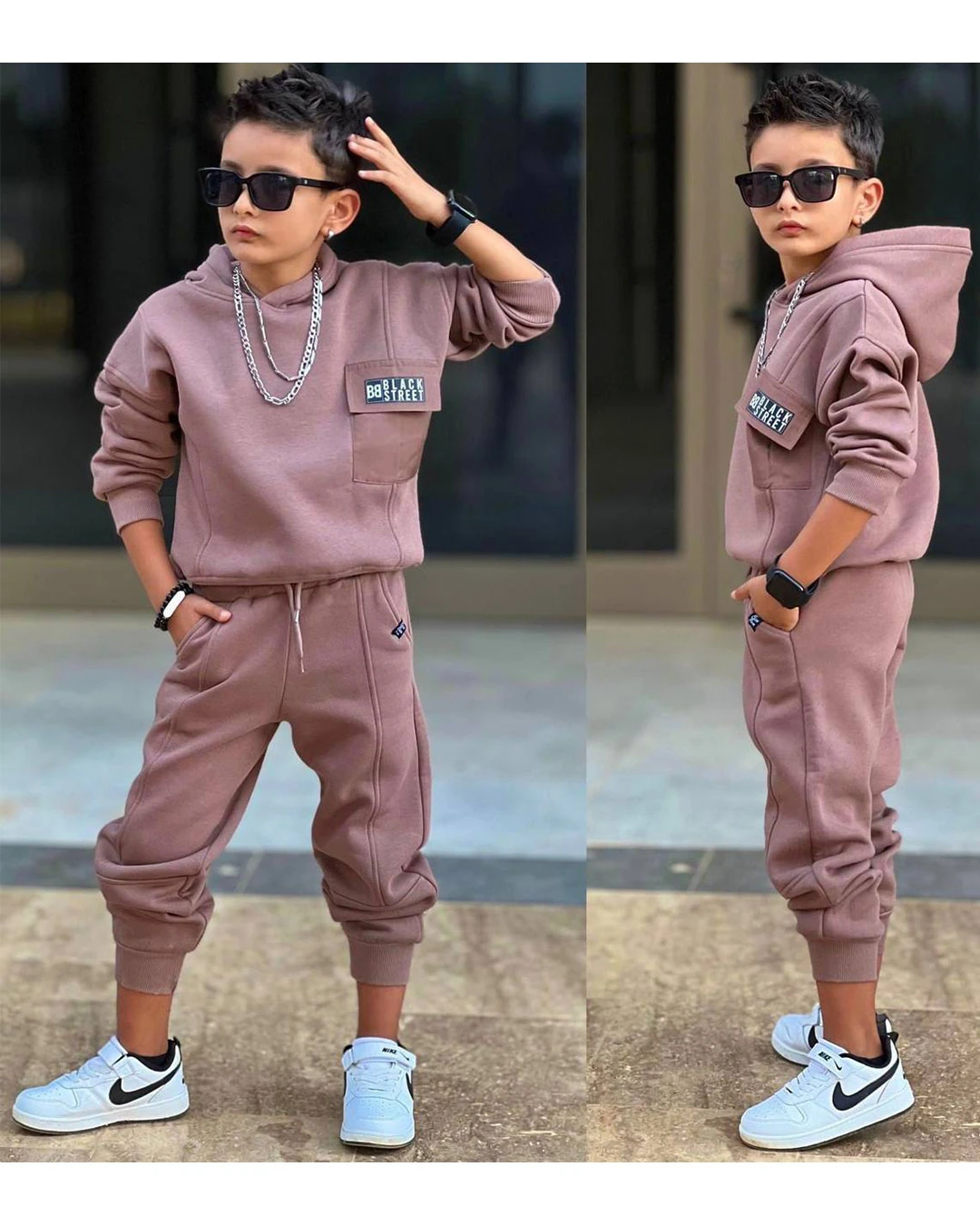 Black Street Kapüşonlu 2'li Takım/3 İplik Şardonlu