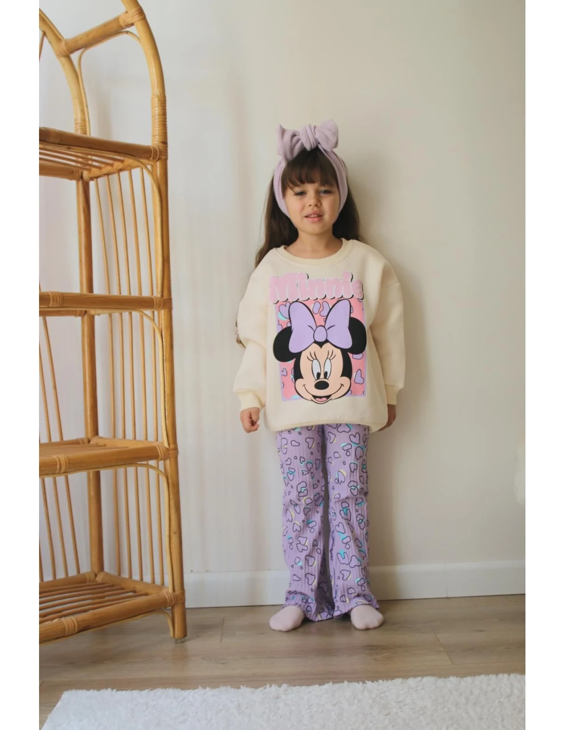 Yeni Sezon 3 İp Şardonlu 2'li Mickey Mouse Baskılı Takım Kız