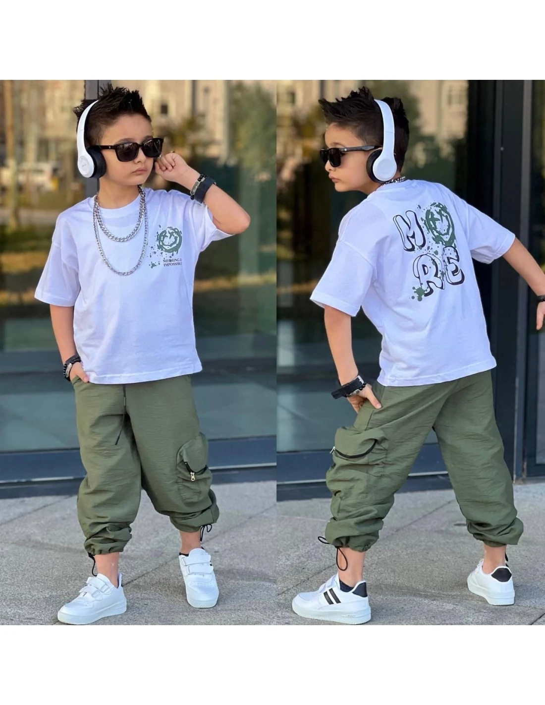 Yeni Sezon Paraşüt Yeşil Pantolonlu Takım