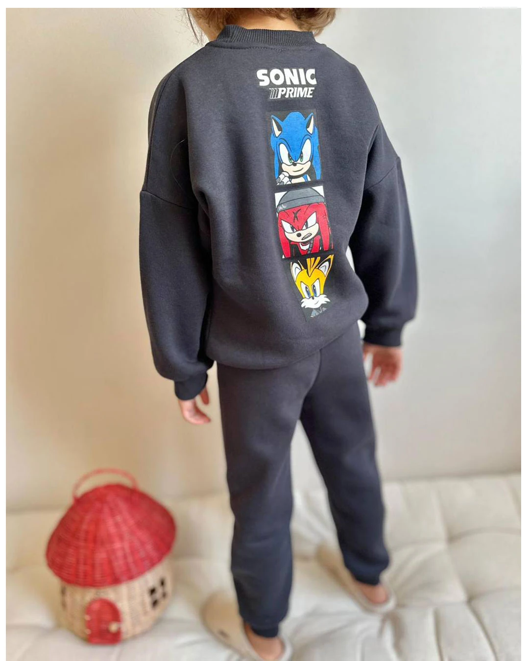 Sonic Baskılı 3 İplik Şardonlu İkili Takım