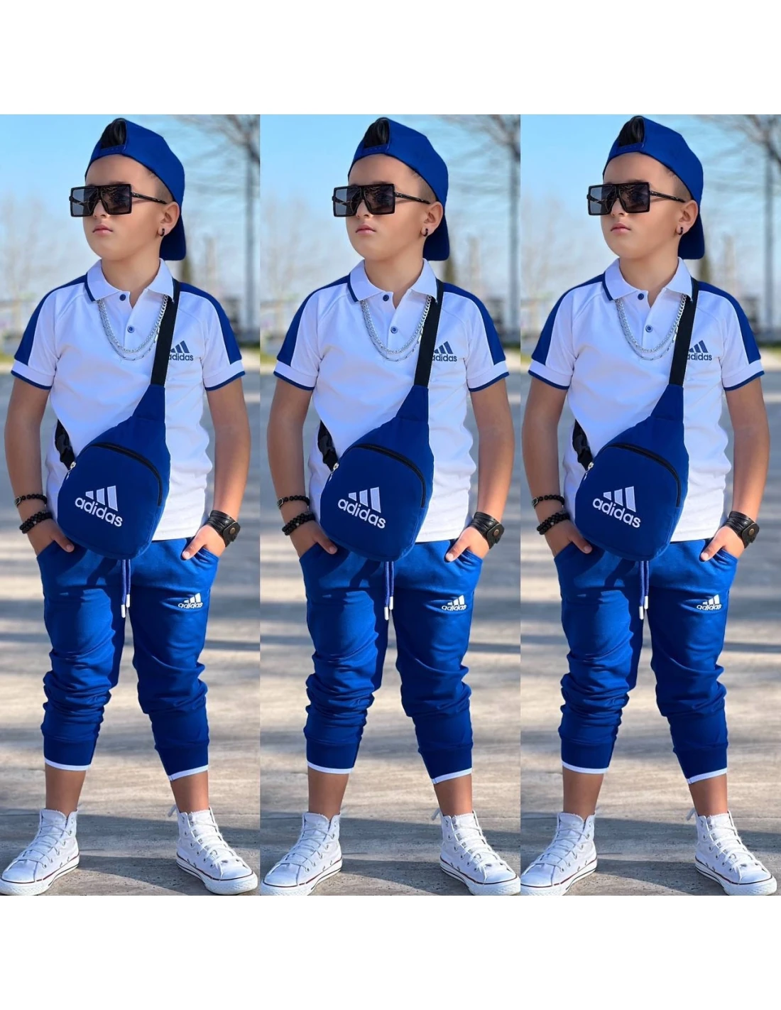 4'lü Şapkalı Mavi Takım