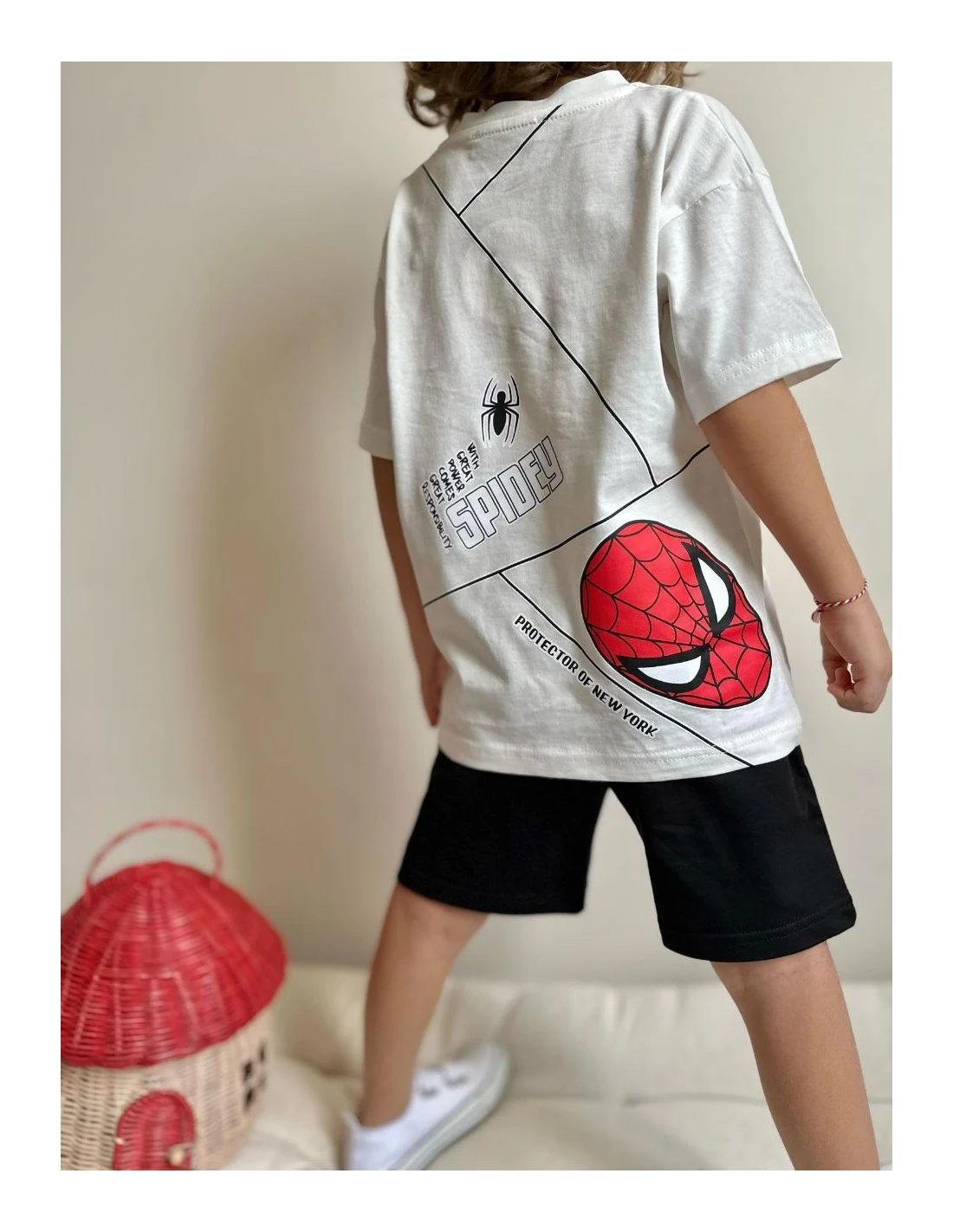 Yeni Sezon 2'li Spıderman Baskılı Şortlu Takım Erkek