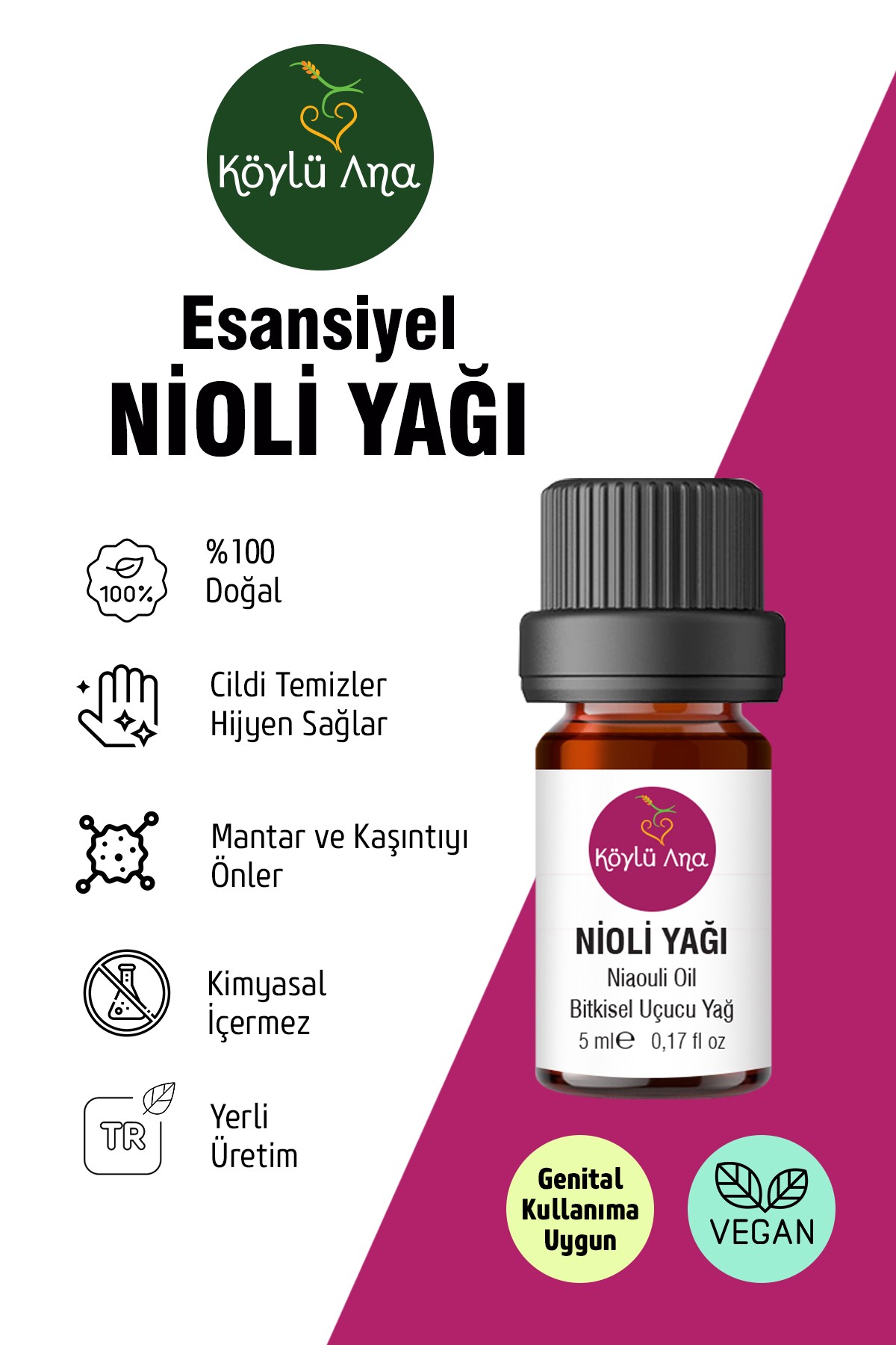 Nioli Yağı 5 ml - Doğal Antiseptik Genital Enfeksiyon Önleme Saf Esansiyel Yağ