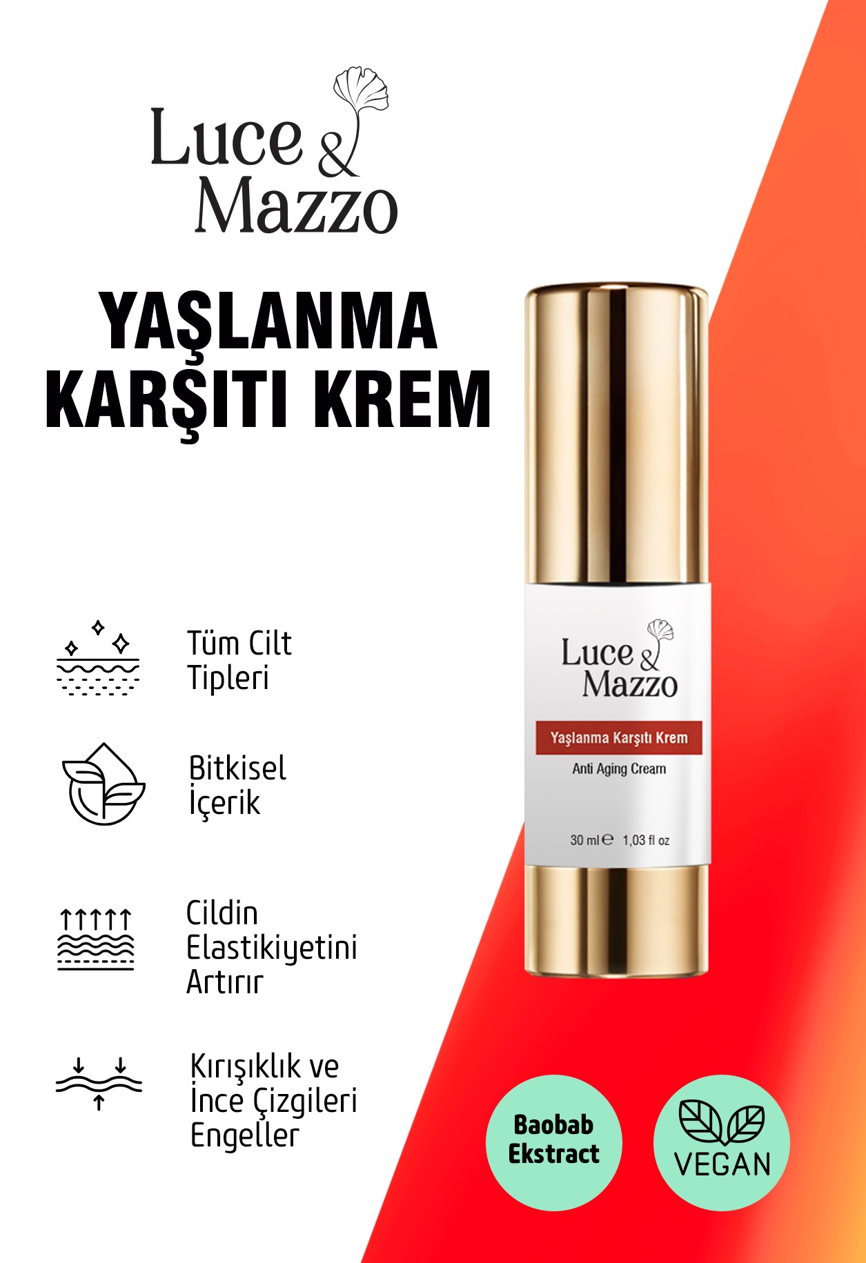 Yaşlanma Karşıtı Krem 30 ml -  Hyaluronik Asit ve Kollajen ile Yoğun Nemlendirme