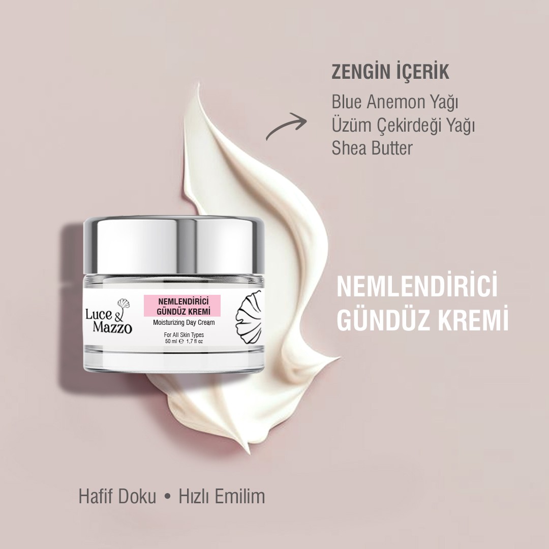 Vitamin Destekli Doğal Nemlendirici Gündüz Kremi 50 ml - Hızlı Emilim ve Derin Nem