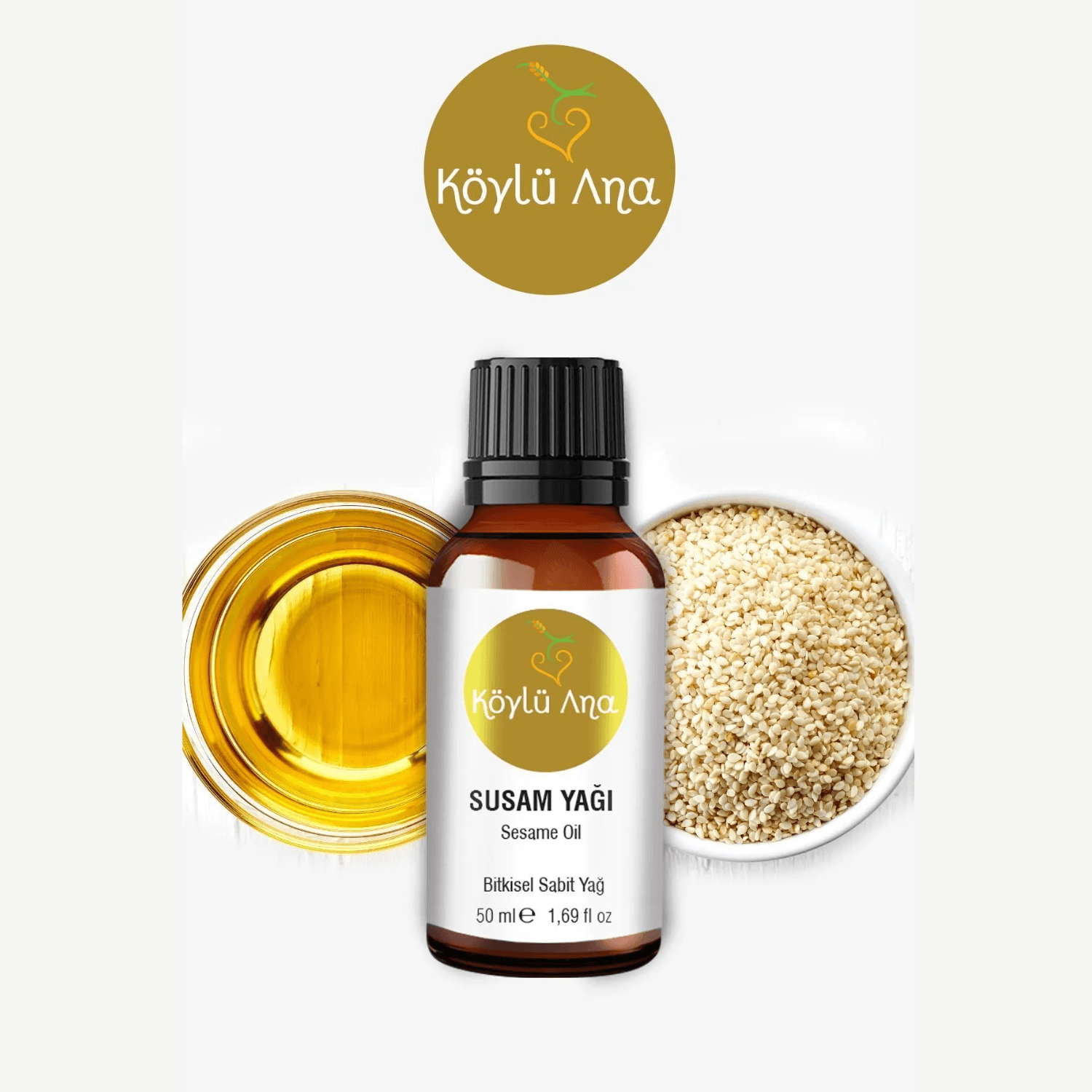  Susam Yağı 50 ml - %100 Saf Soğuk Sıkım Cilt Besleyici Nemlendirici Masaj Yağı