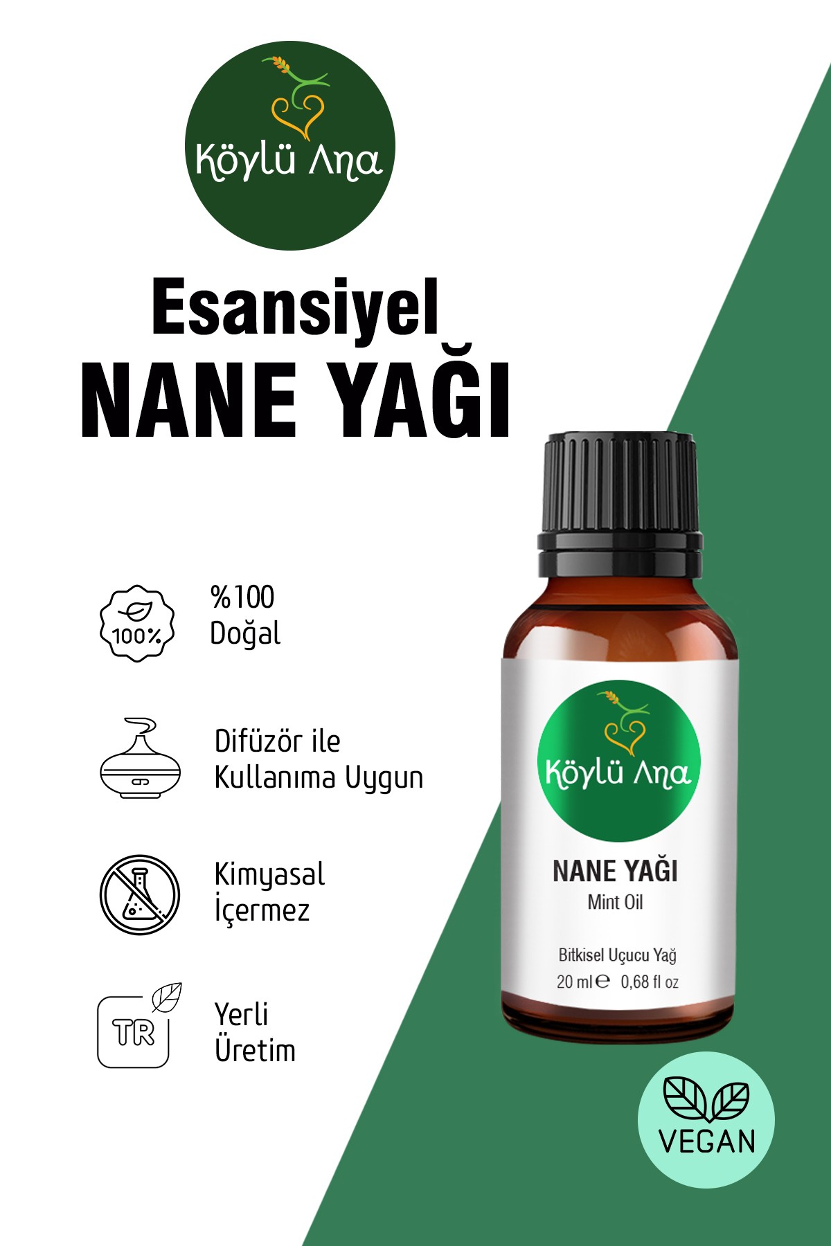 Nane Yağı 20 ml - Saf Esansiyel Yağ Hava Tazeleyici Buhurdanlık Esansı