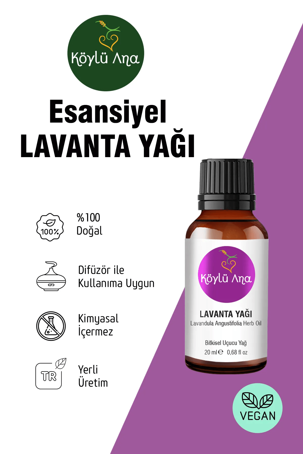 Lavanta Yağı 20 ml - Saf Esansiyel Yağ Rahatlatıcı Ve Nemlendirici Difüzör Esansı