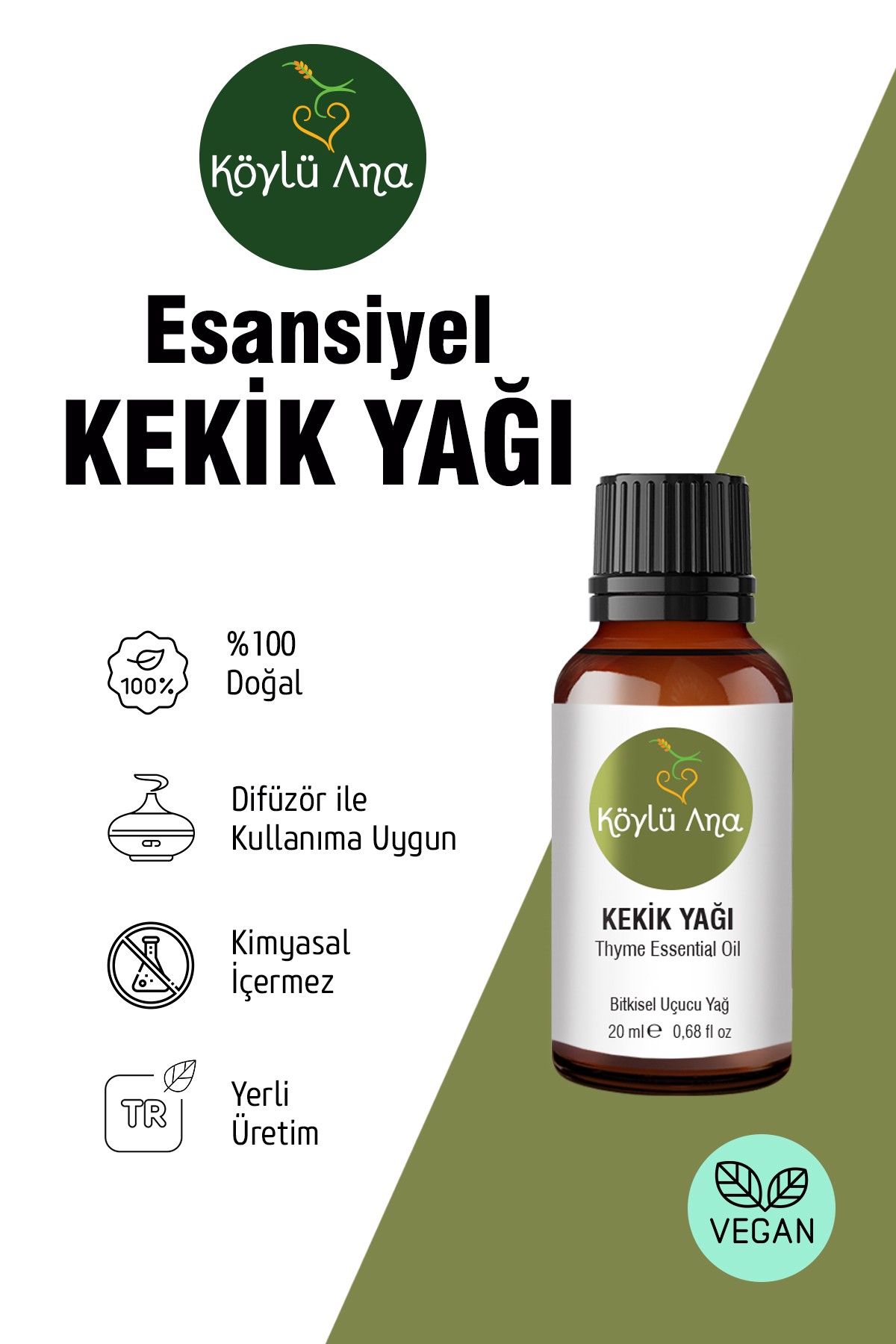 Kekik Yağı 20 ml - Saf Esansiyel Yağ Enerji Artırıcı Ve Hava Temizleyici